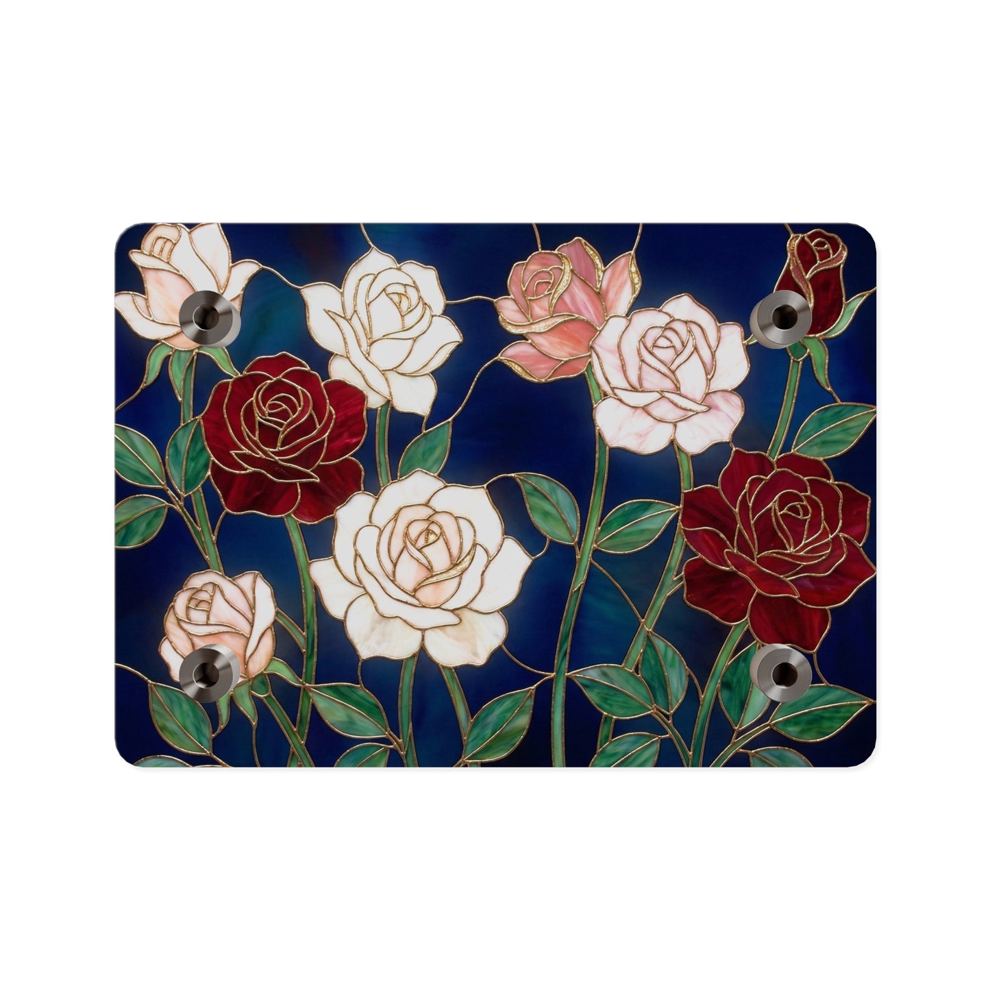 Rose Stained Glass Acrylic Wall Art Panel — Floral Garden Decor - 14604