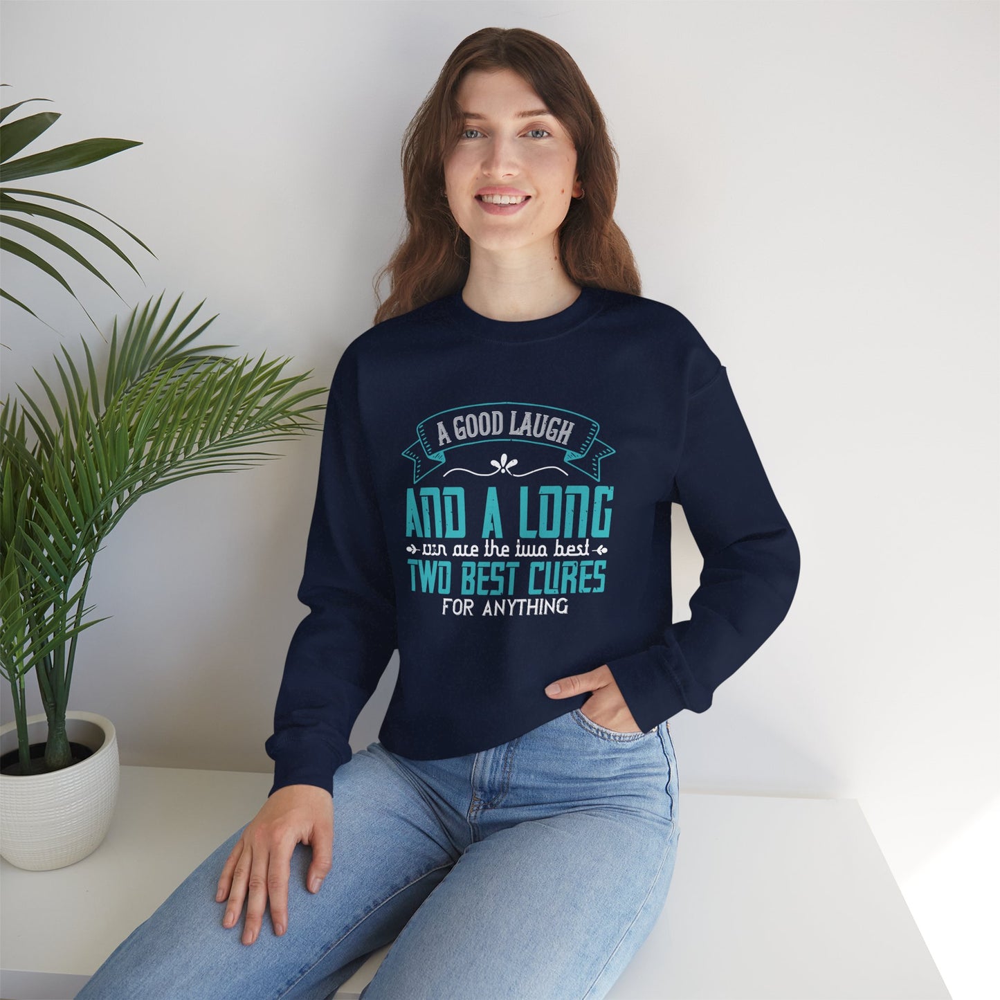 A Good Laugh & A Long Run Are The Best Two Cures For Anything - Unisex Heavy Blend™ Crewneck Sweatshirt