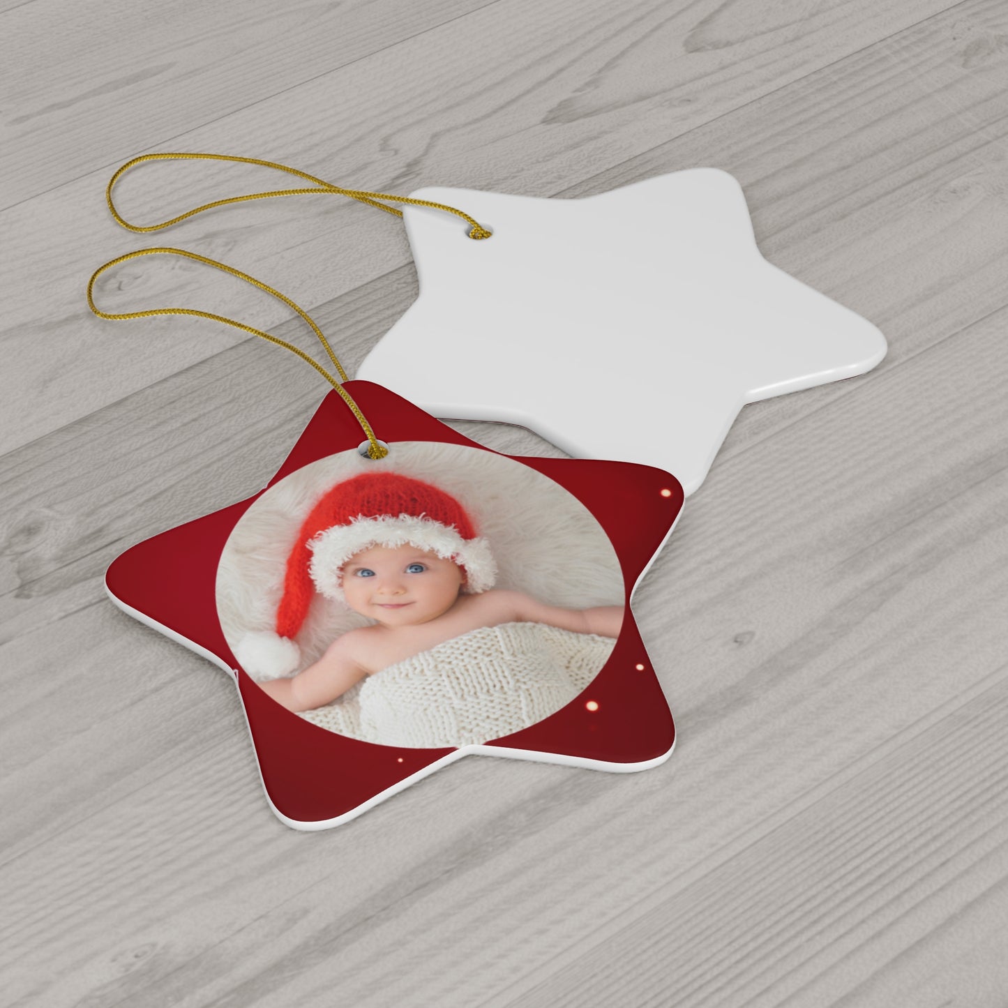 Christmas, Baby Photo, Customizable - Ceramic Ornament, 4 Shapes