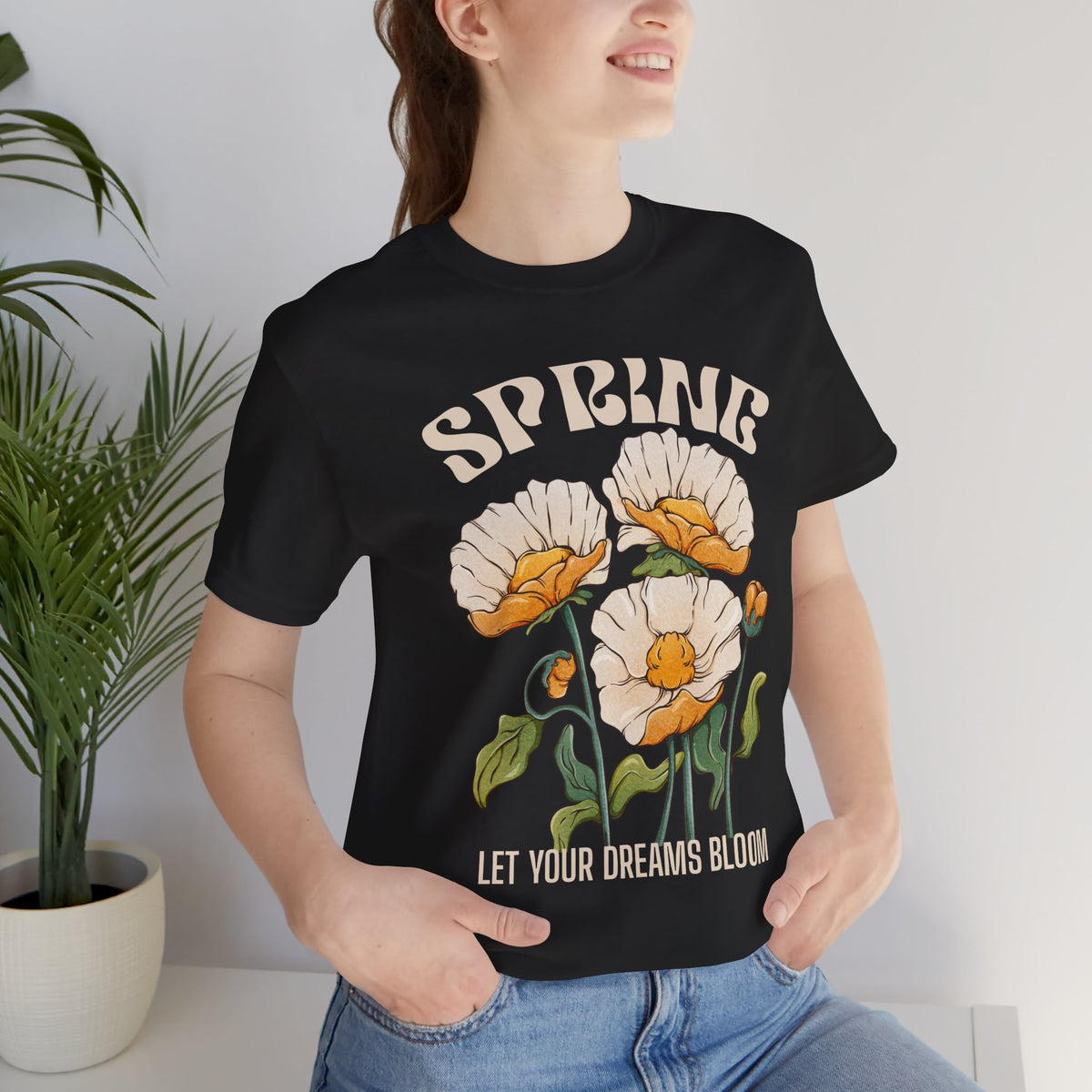 Spring Floral T-Shirt, “Let Your Dreams Bloom” Inspirational Flower Tee - 14966