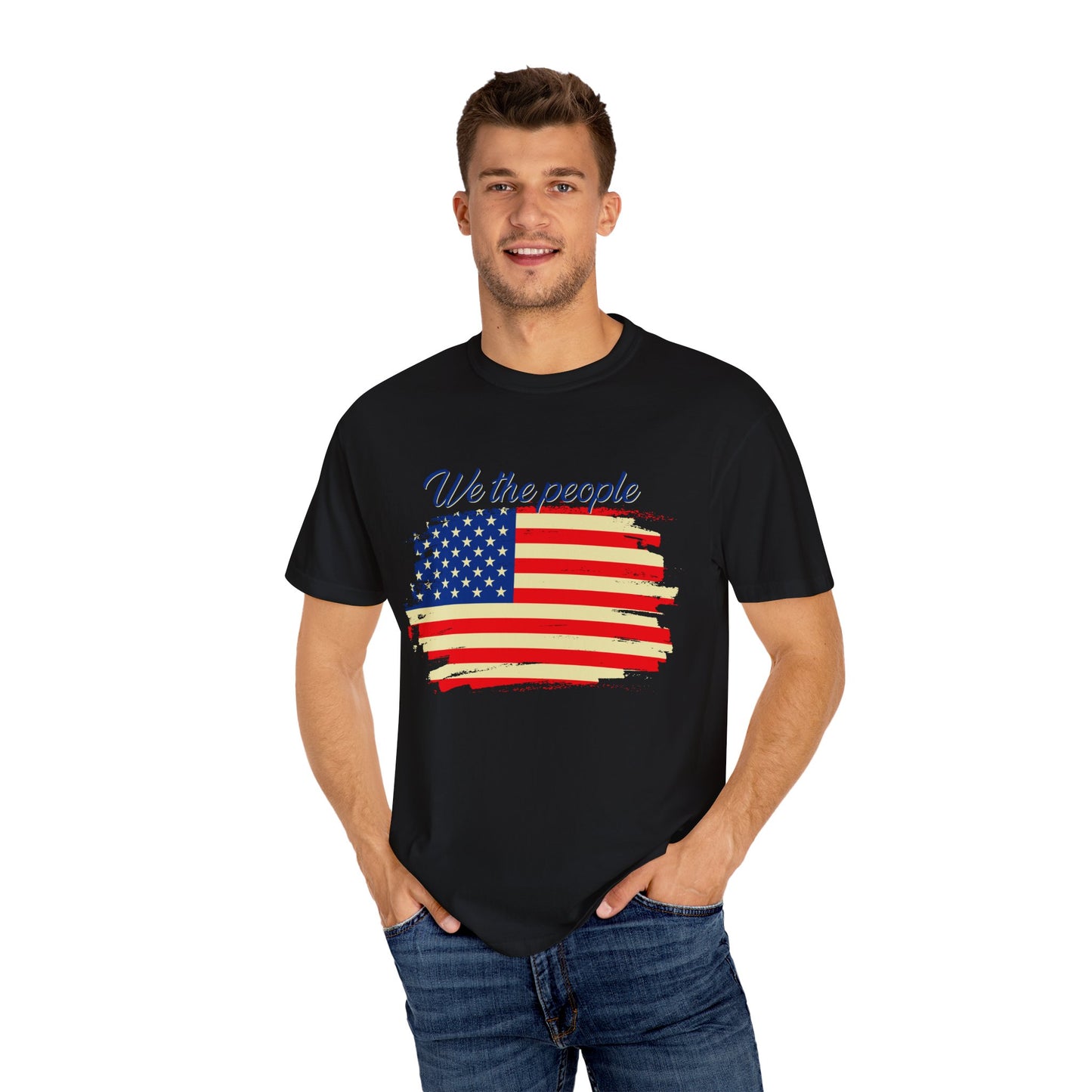 Patriotic Garment-Dyed T-Shirt - We the People, Independence Day Gift, Casual Wear, Constitution Day, Freedom Apparel - 13691