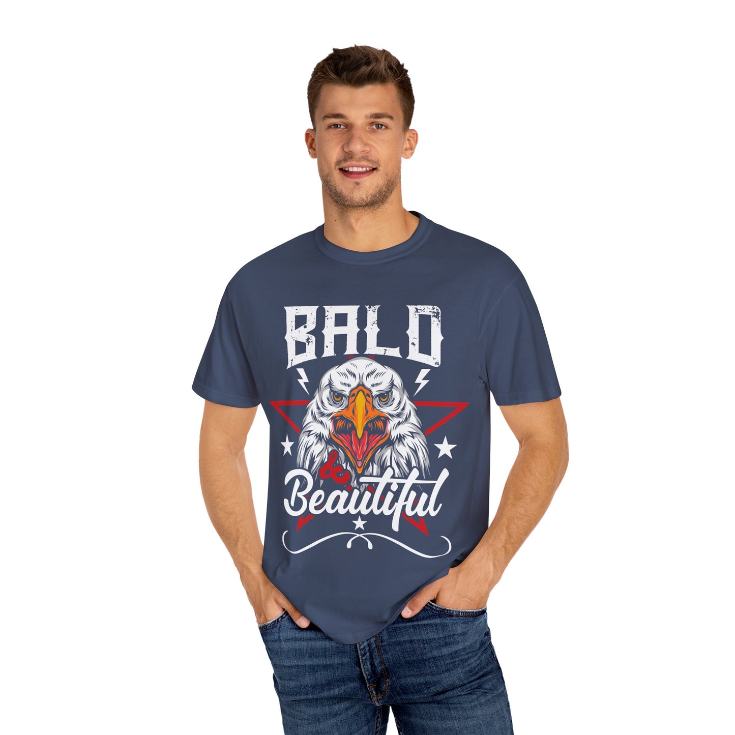 American Eagle, Bald is Beautiful T-Shirt, Unisex Garment-Dyed Tee - 13491