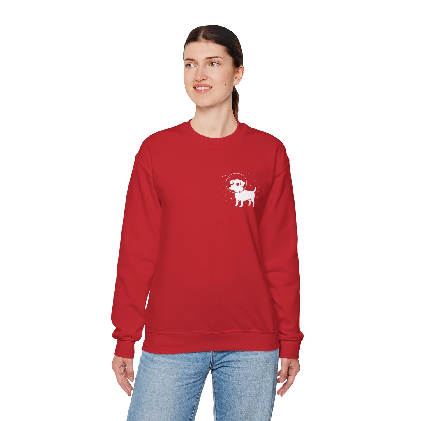 Dog in Space Crewneck Sweatshirt – Space Puppy Graphic Pullover - 14678
