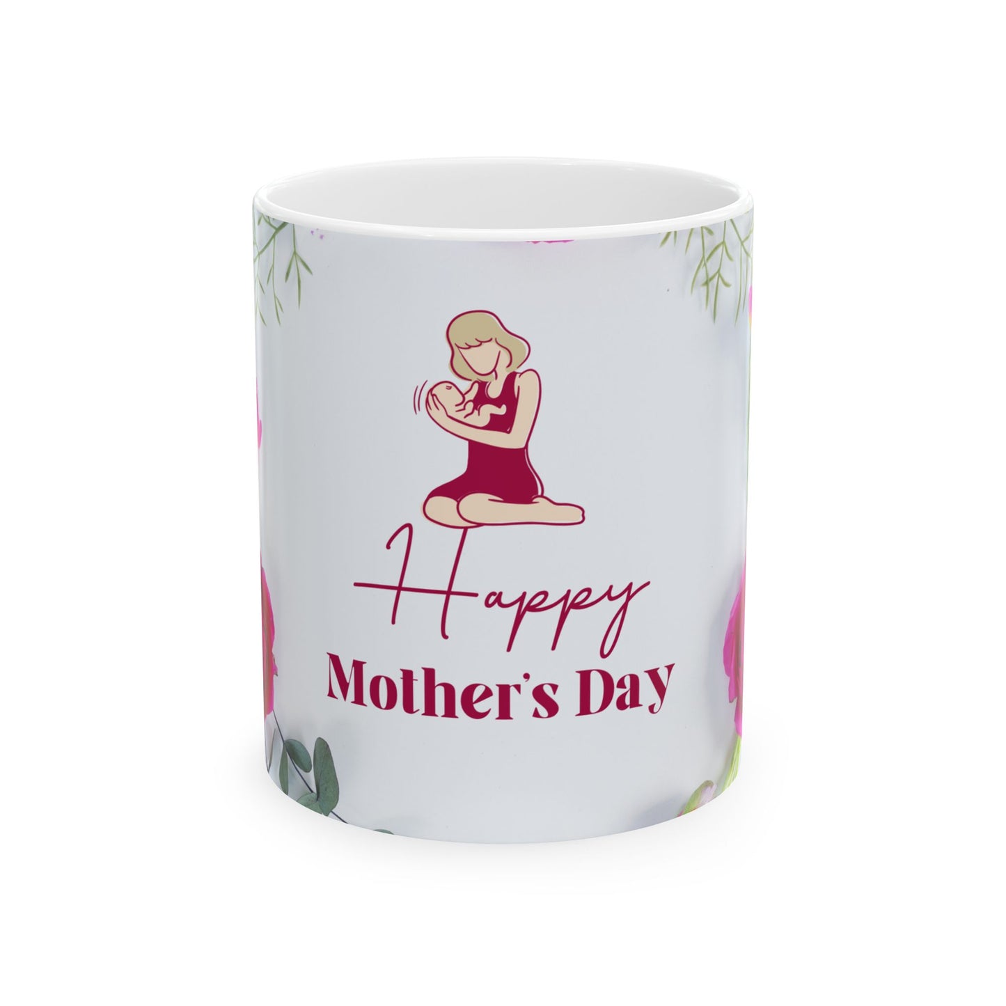 Happy Mother's Day Floral Ceramic Mug - Perfect Gift for Moms - 12278