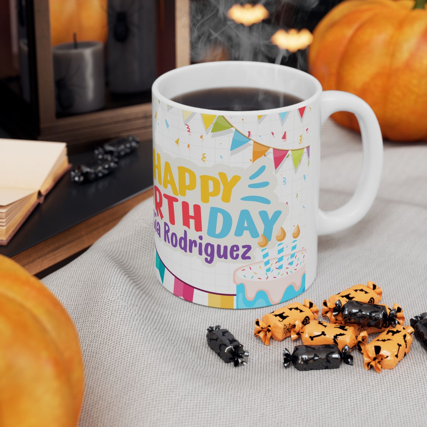 Personalized Birthday Ceramic Mug with Colorful Design, Custom Gift for Celebrations, Fun Party Favor, 11oz, 15oz - 13976