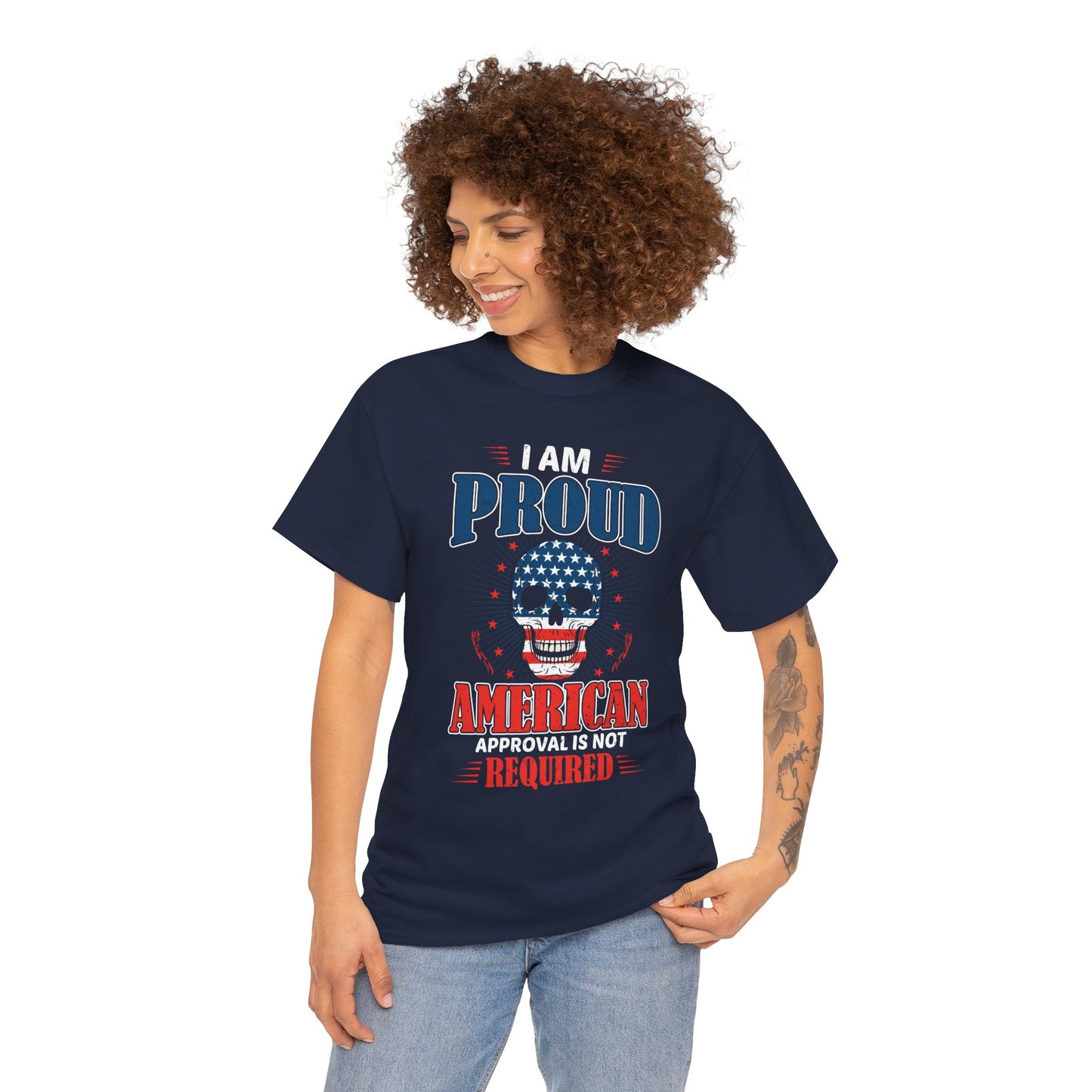 "I'm a Proud American" Unisex Heavy Cotton Tee, Patriotic Shirt, Independence Day Apparel, Casual Wear, Gift for Veterans - 13637