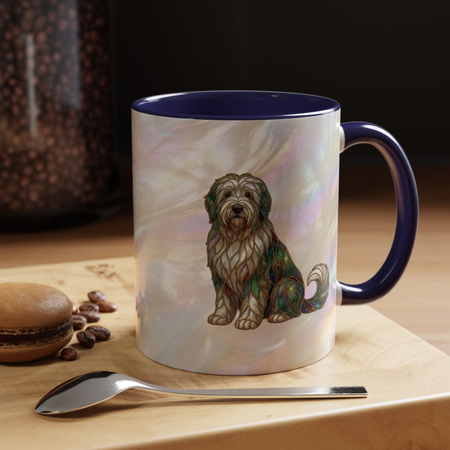 English Sheepdog Accent Coffee Mug -Stained Glass Style (11/15oz) - 14631