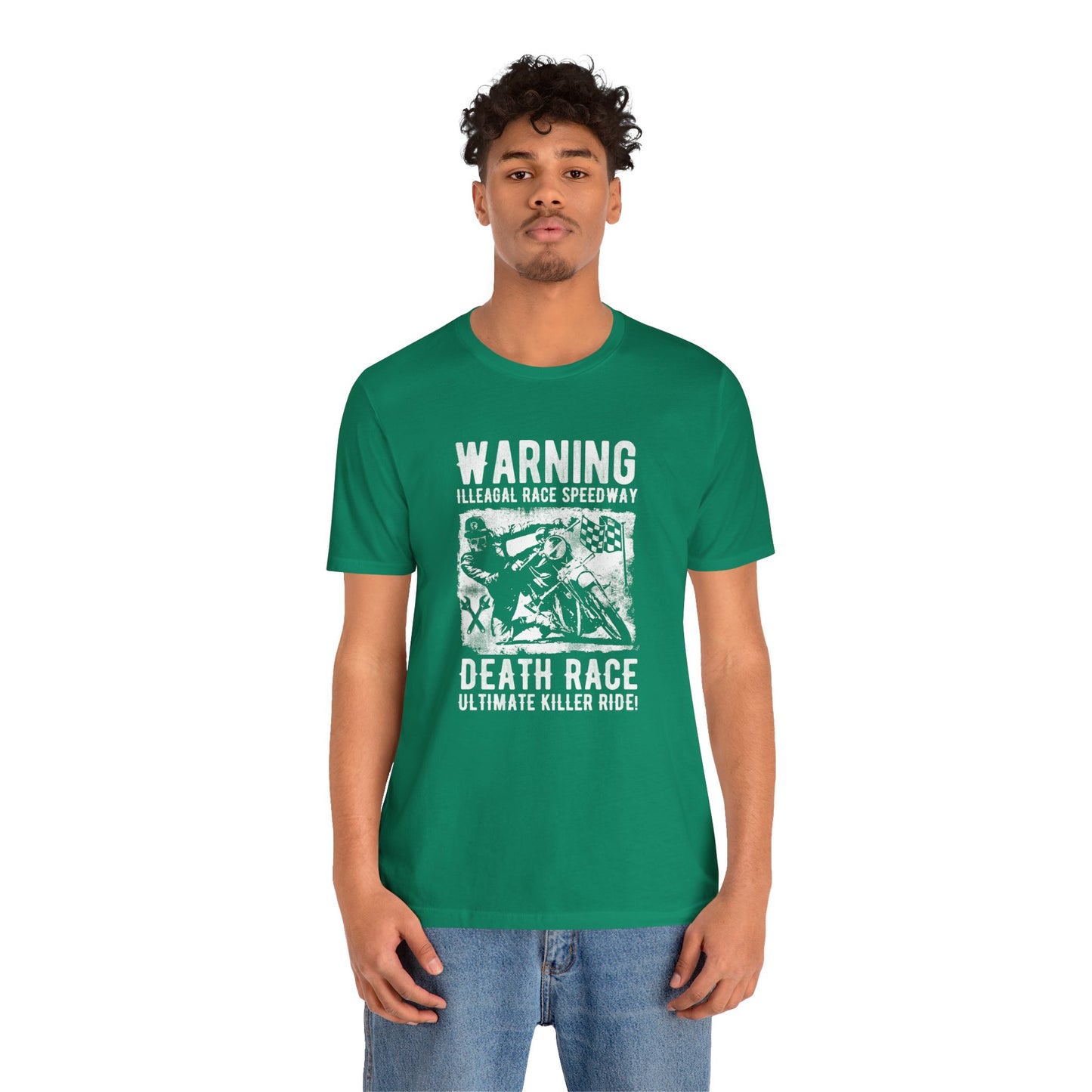 Warning: Illegal Race Speedway- Unisex Jersey Short Sleeve Tee