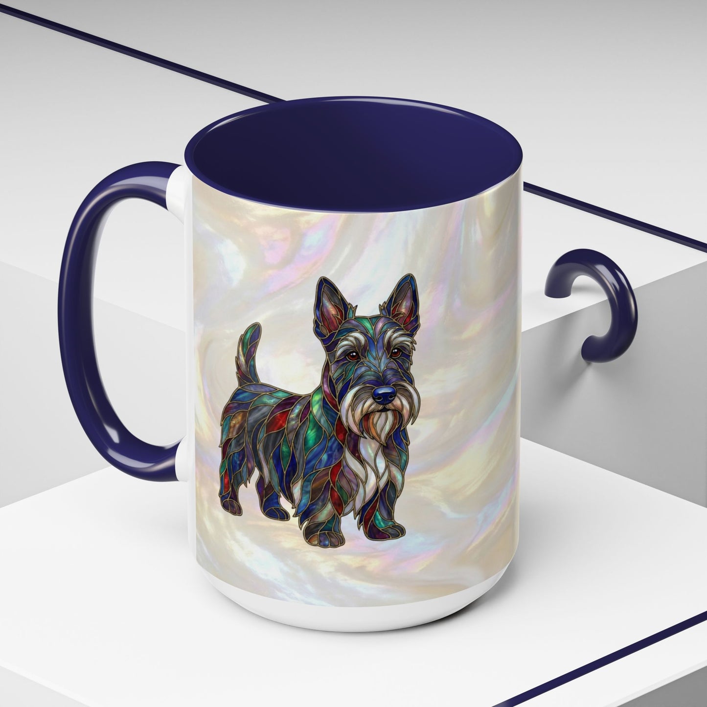 Scottish Terrier Accent Coffee Mug – Stained Glass Design 11/15oz - 14644