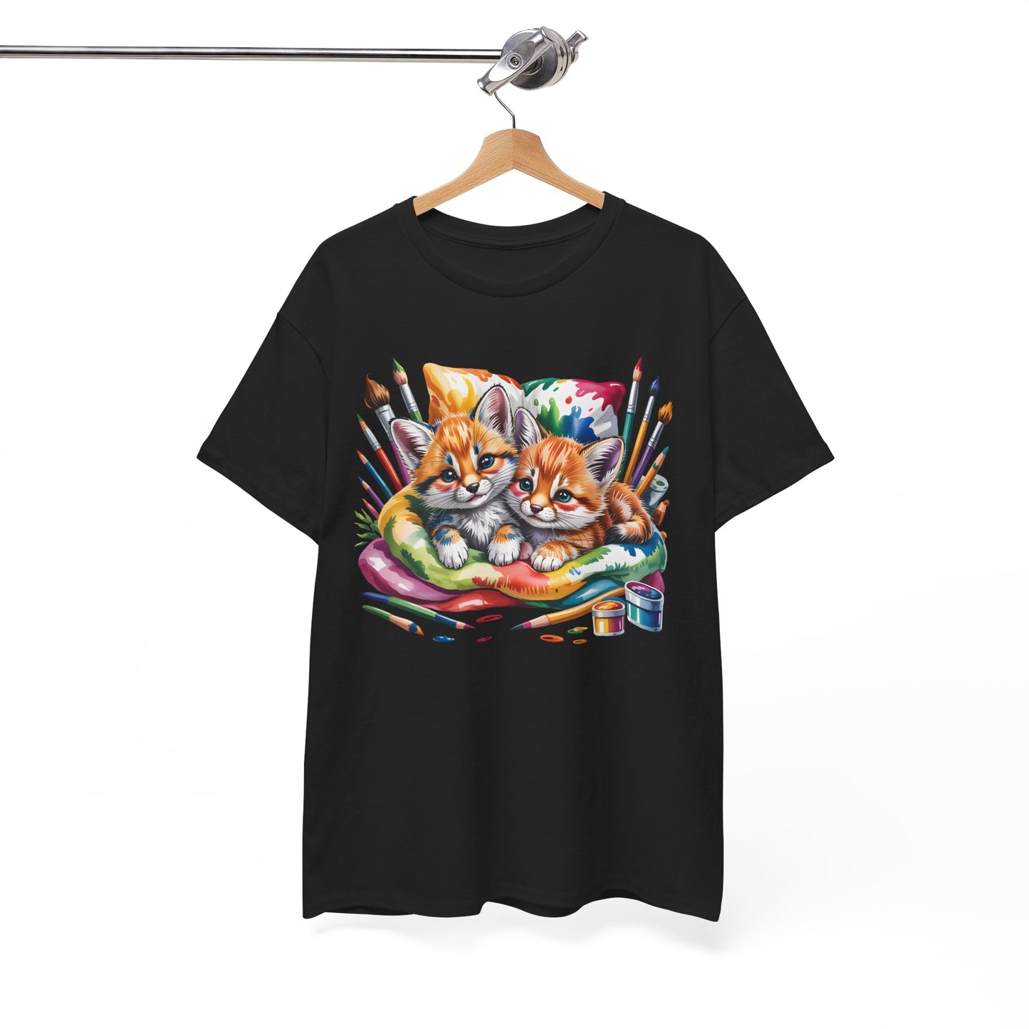 Artist Kittens T-Shirt — Cute Painting Cats Graphic Tee, Cat Lover Gift - 14866