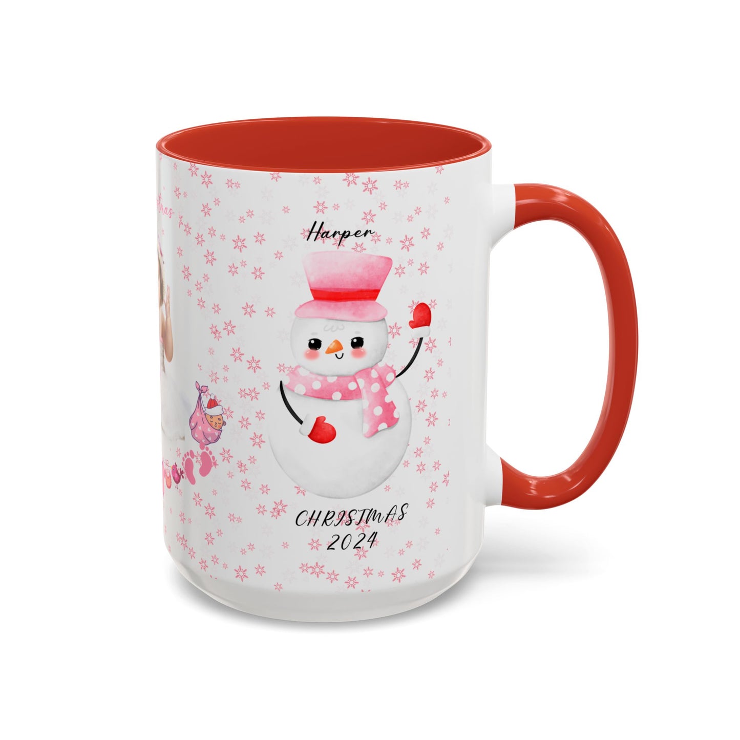 First Christmas, Baby Girl, Customizable - Accent Coffee Mug (11, 15oz) - 10001