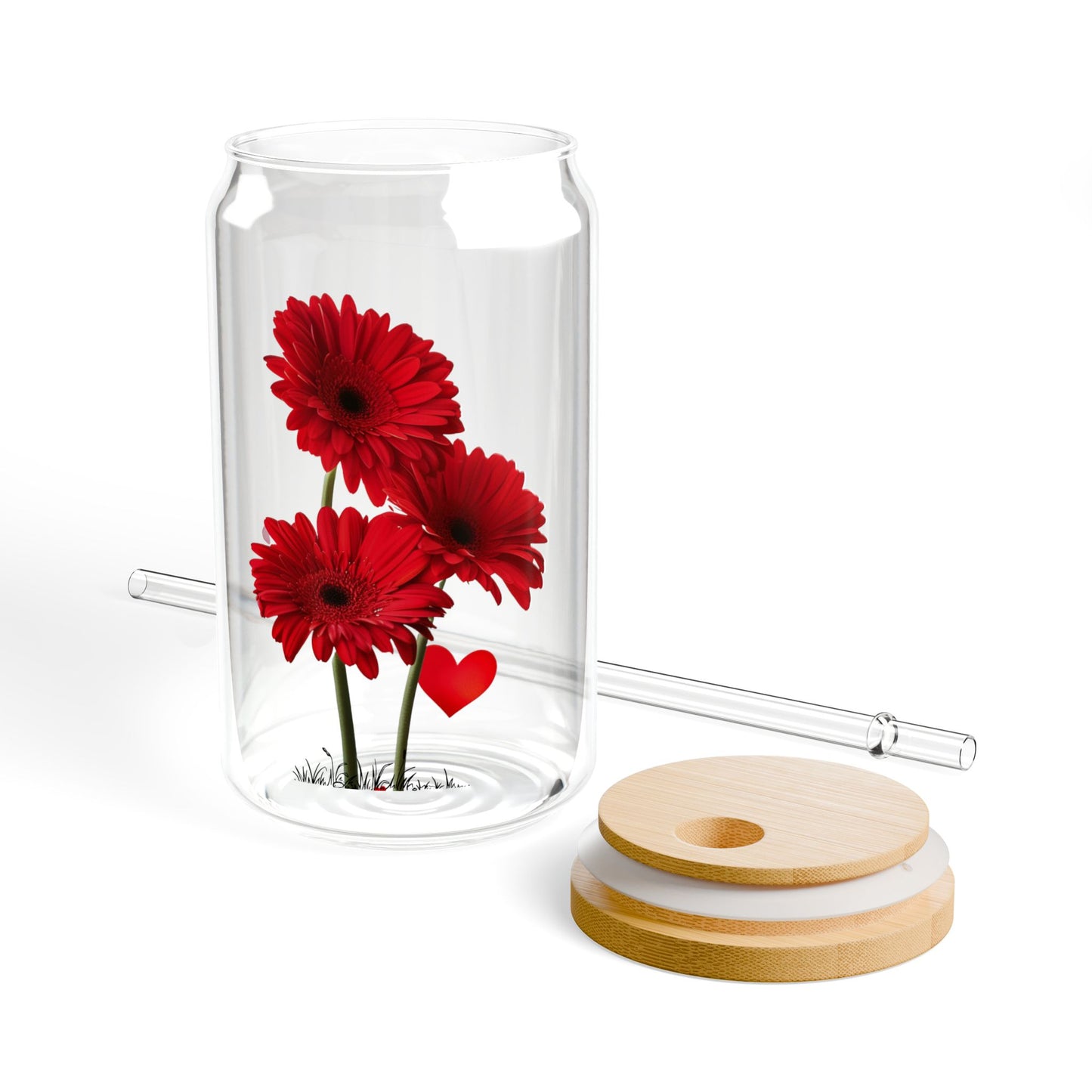 Fiery Floral Beauty,  Customizable - Sipper Glass, 16oz