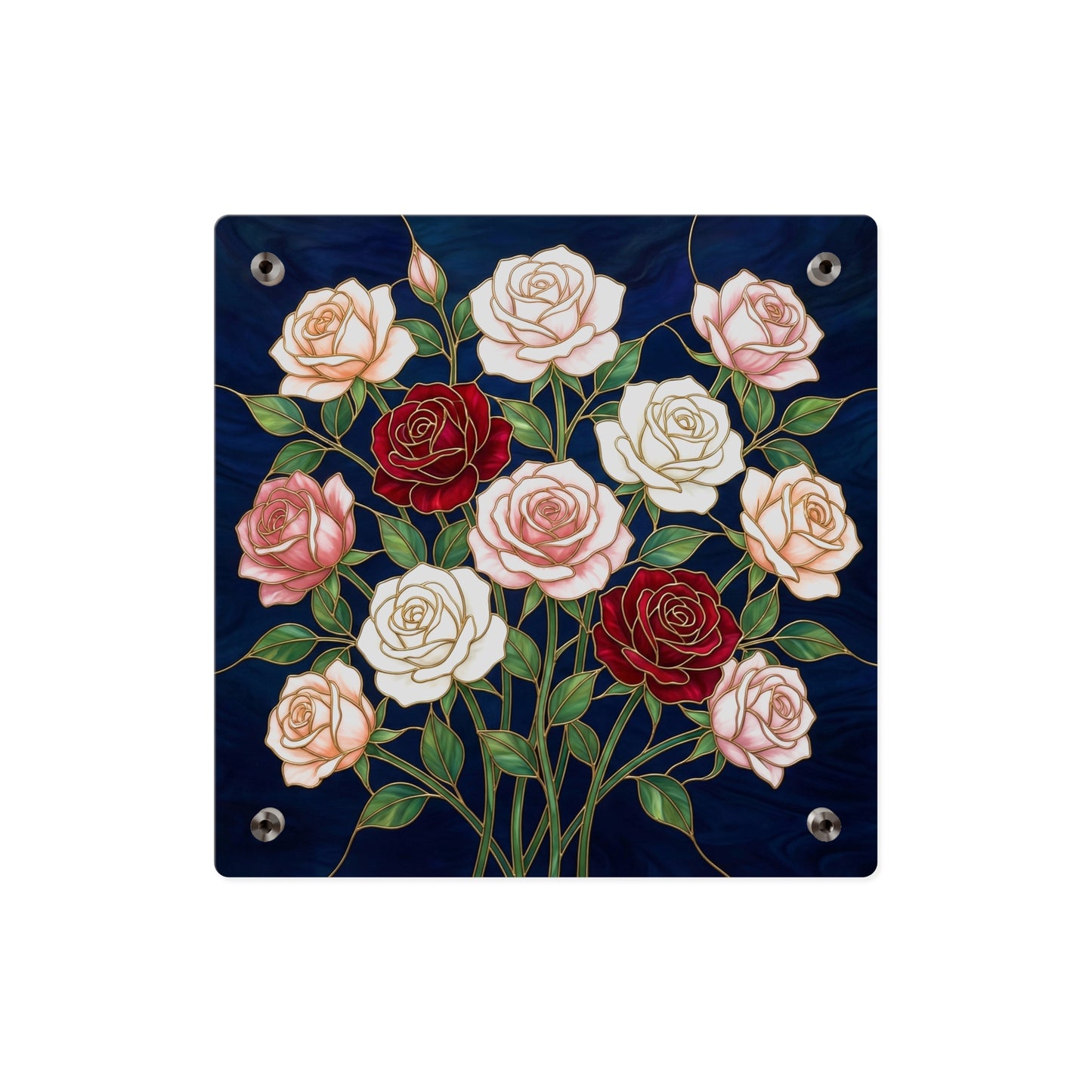 Rose Stained Glass Acrylic Wall Art Panel — Floral Garden Decor - 14604