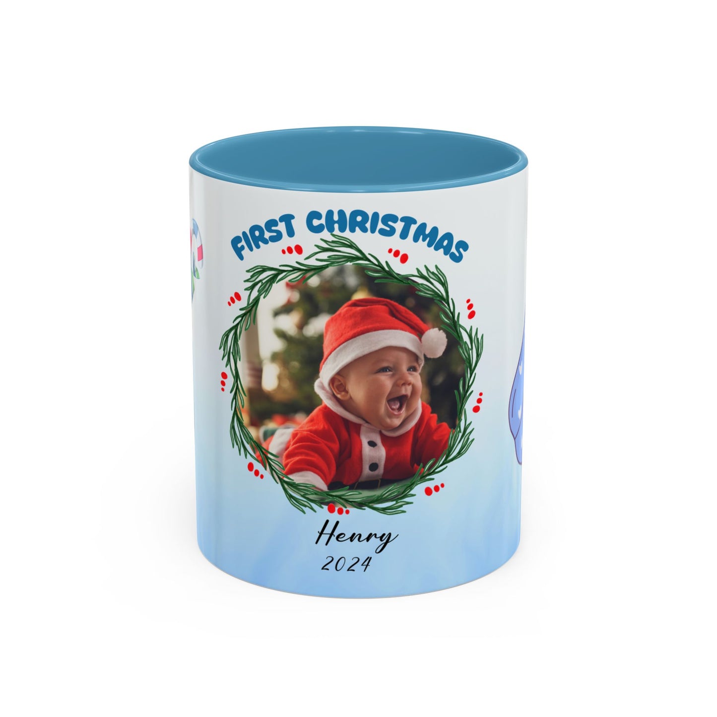 First Christmas, Baby Boy, Customizable - Accent Coffee Mug (11, 15oz) - 10073