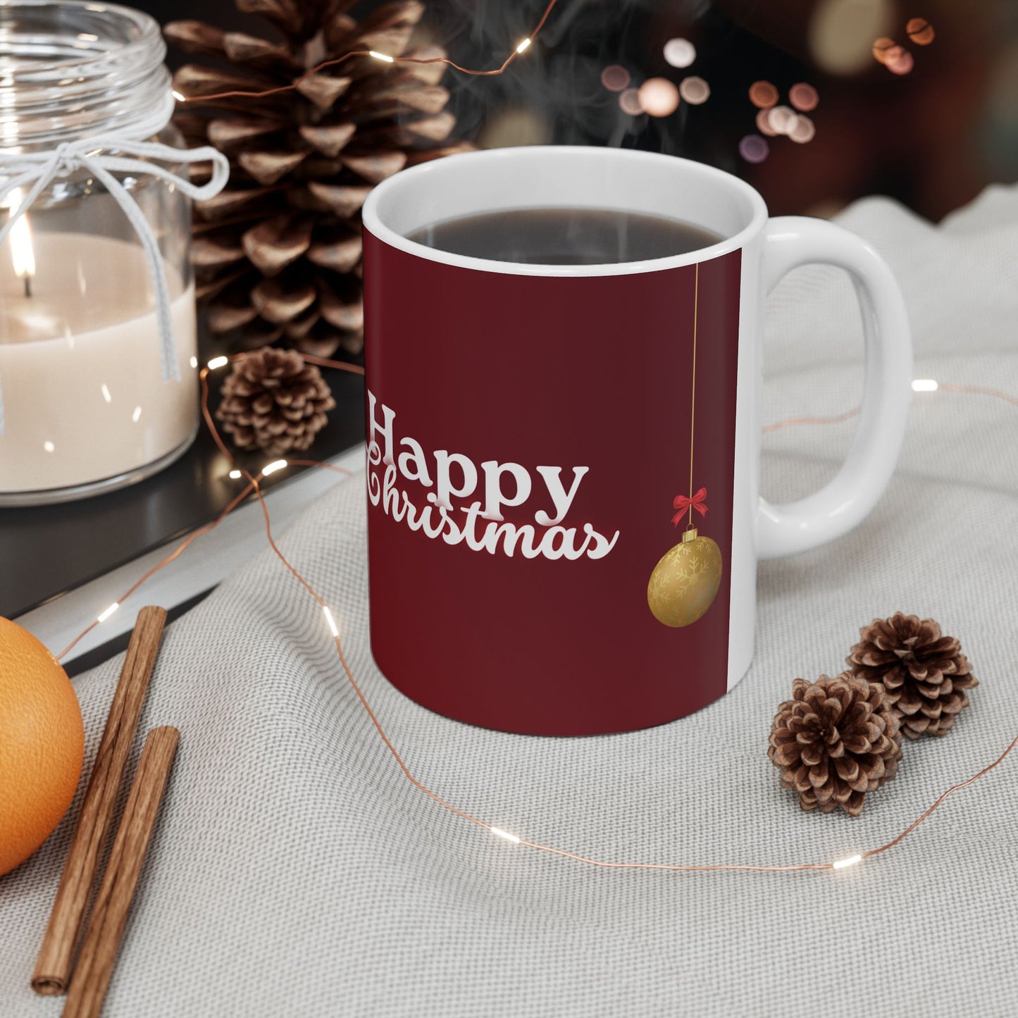 Happy Christmas, Family Photo, Customizable - Ceramic Mug, (11oz, 15oz) - 10929