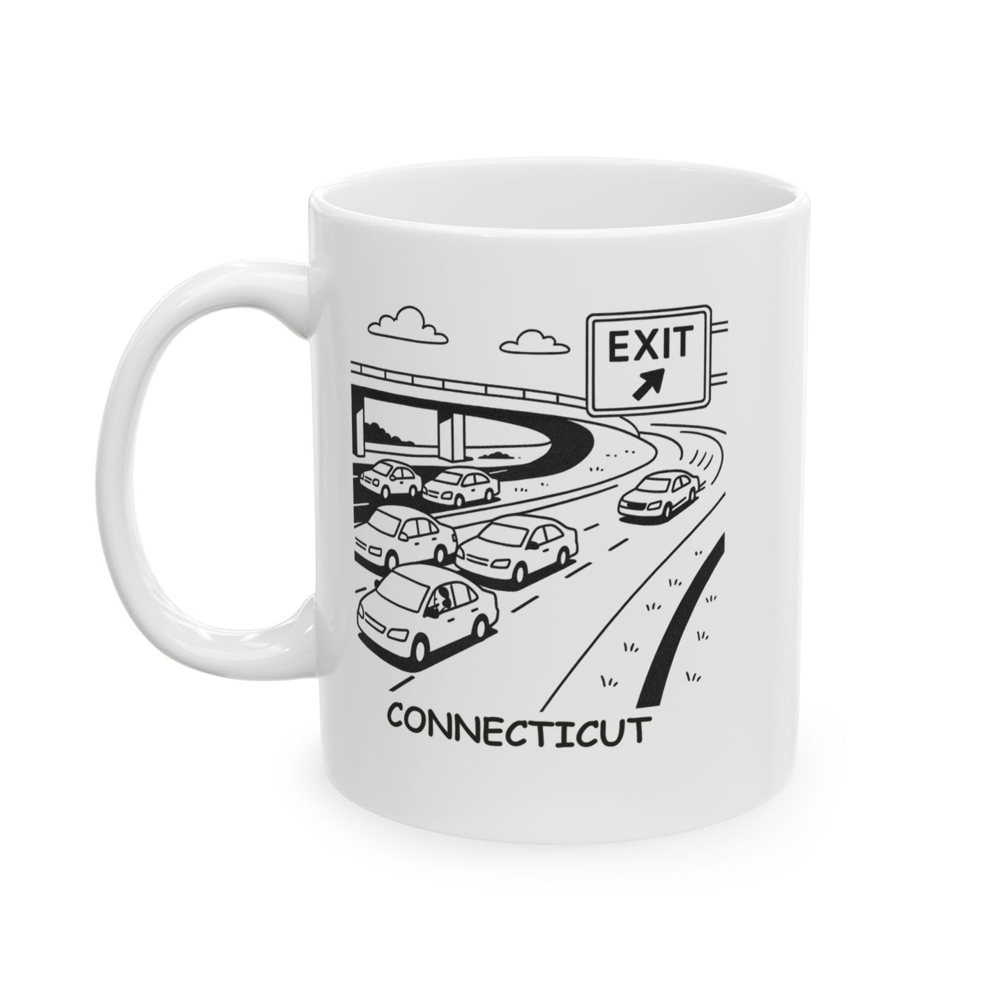 "In Connecticut, the only thing faster than the pace of life is the exit ramp." Ceramic Coffee Mug - 13886
