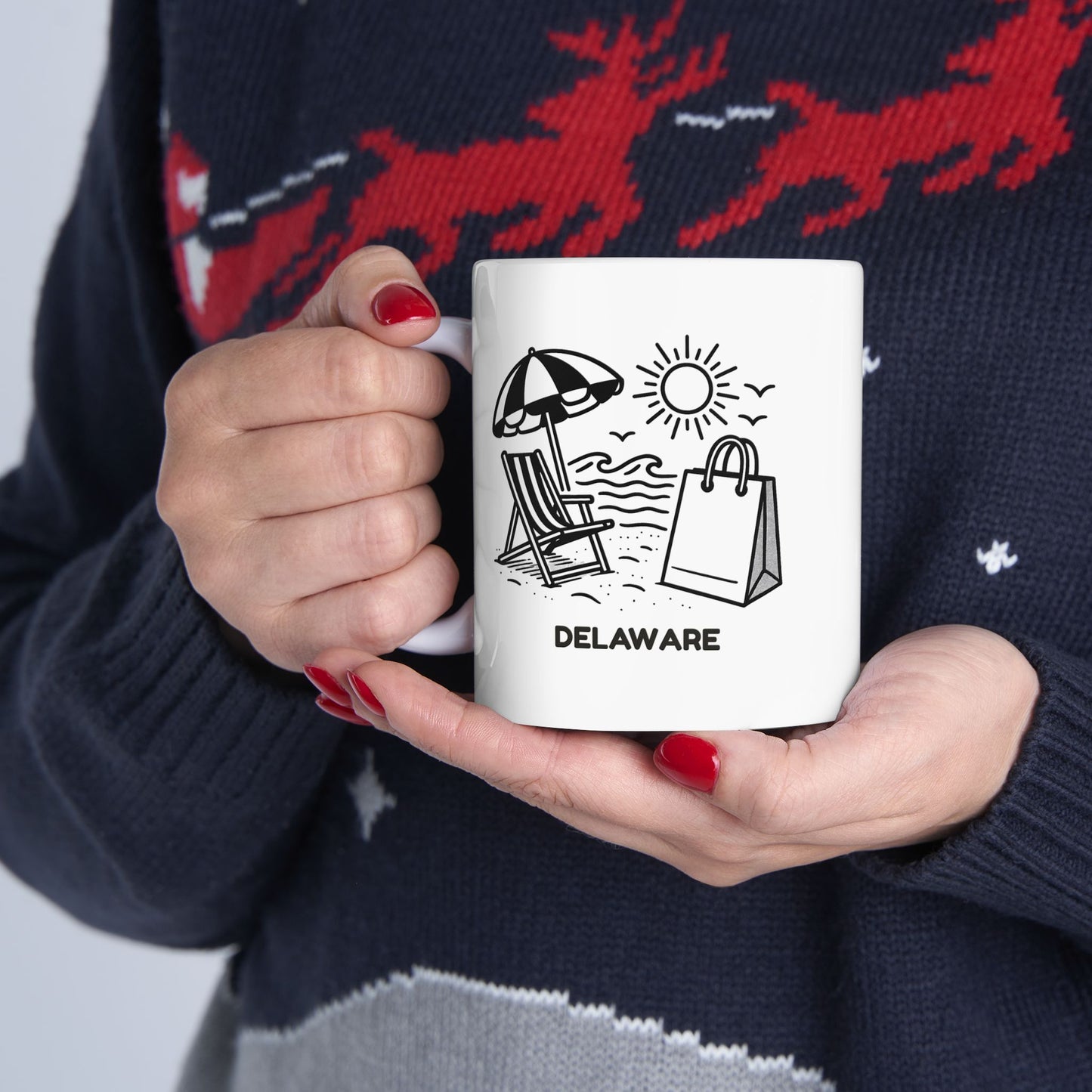 "In Delaware, we believe in beach days, sunshine, and the occasional tax-free shopping spree." Ceramic Mug - 14146