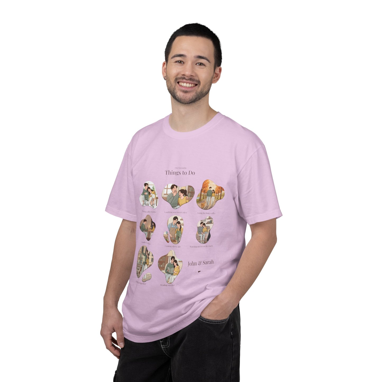 Our Favourite Things to Do Together – Personalised Valentine’s Illustration T-Shirt Gift - 14721