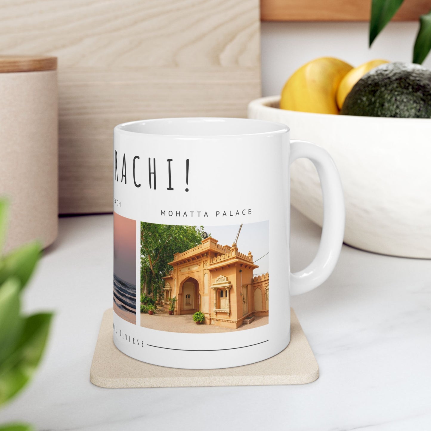 Hello Karachi Ceramic Mug - Coastal Beach Views, Perfect Gift for Travelers - 12214