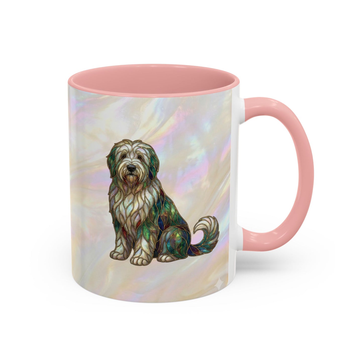 English Sheepdog Accent Coffee Mug -Stained Glass Style (11/15oz) - 14631