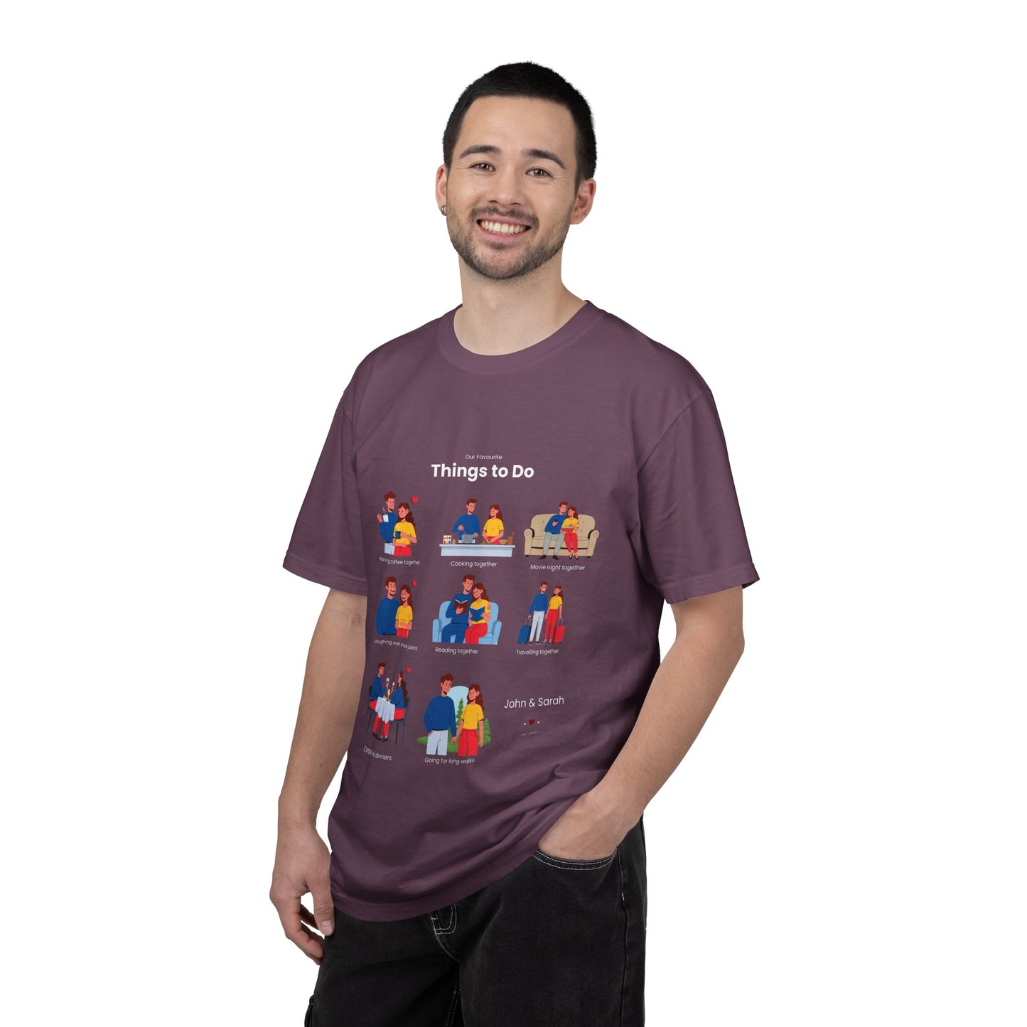 Our Favourite Things to Do Together – Personalised Valentine’s Illustration T-Shirt Gift - 14722