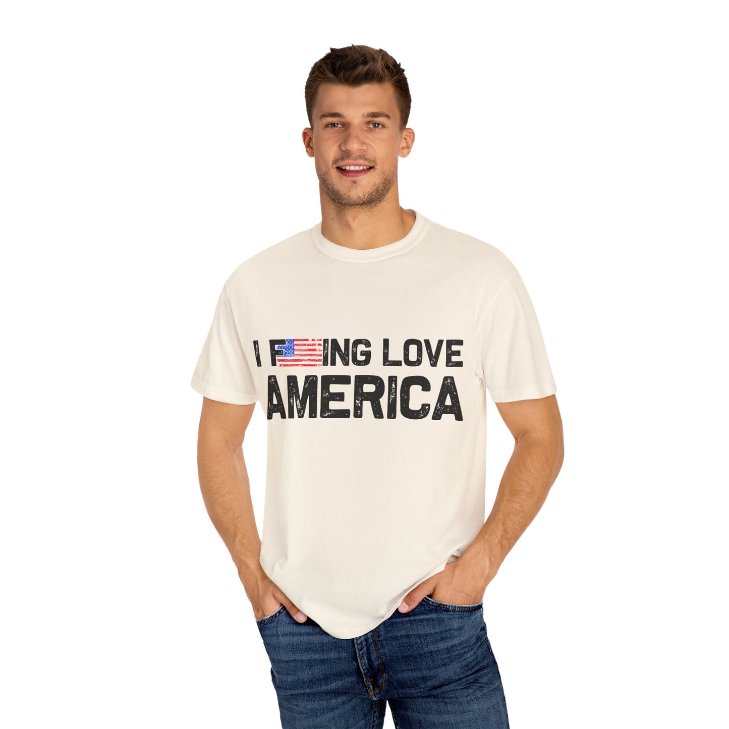 Unisex T-Shirt with Patriotic Love for America, Casual Tee, Independence Day Gift, Love America Shirt, Gift for Patriot - 13654