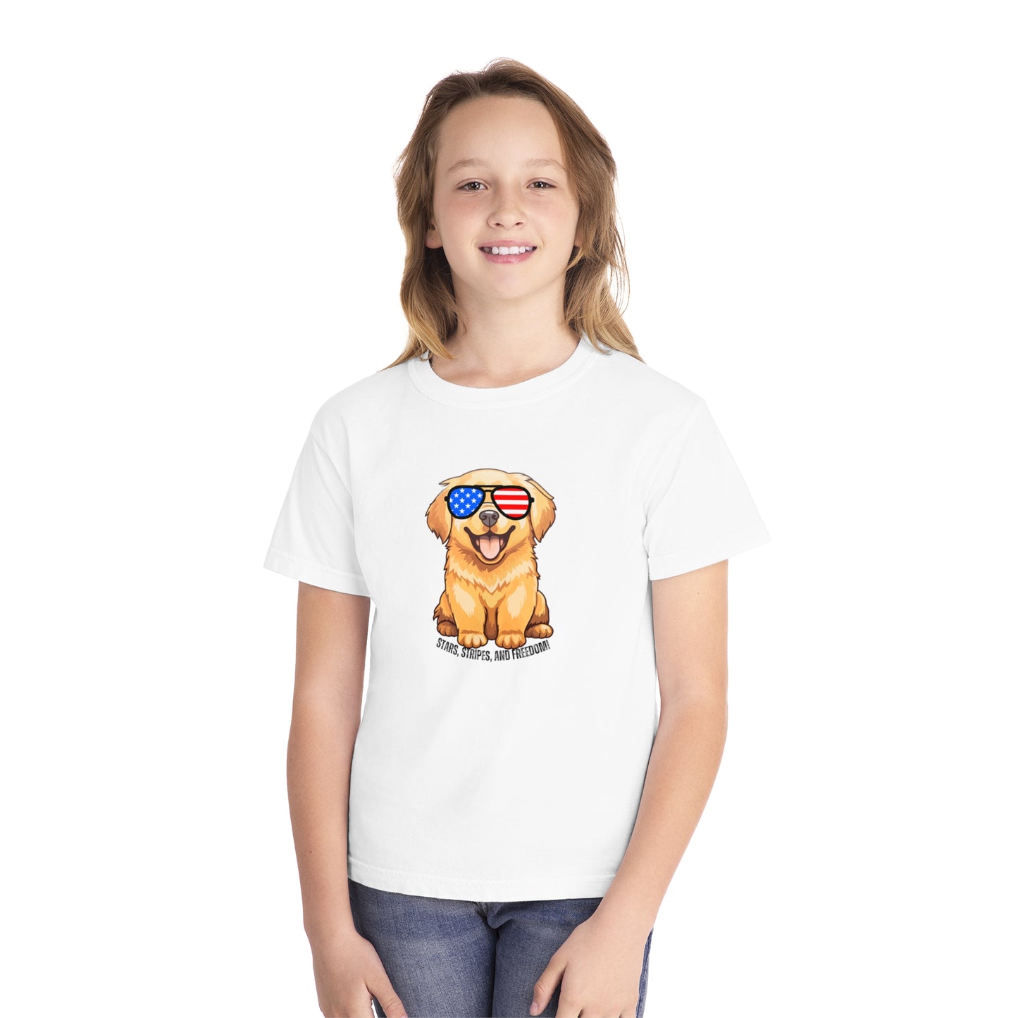 July 4, Golden Retrievers - Youth Midweight Tee