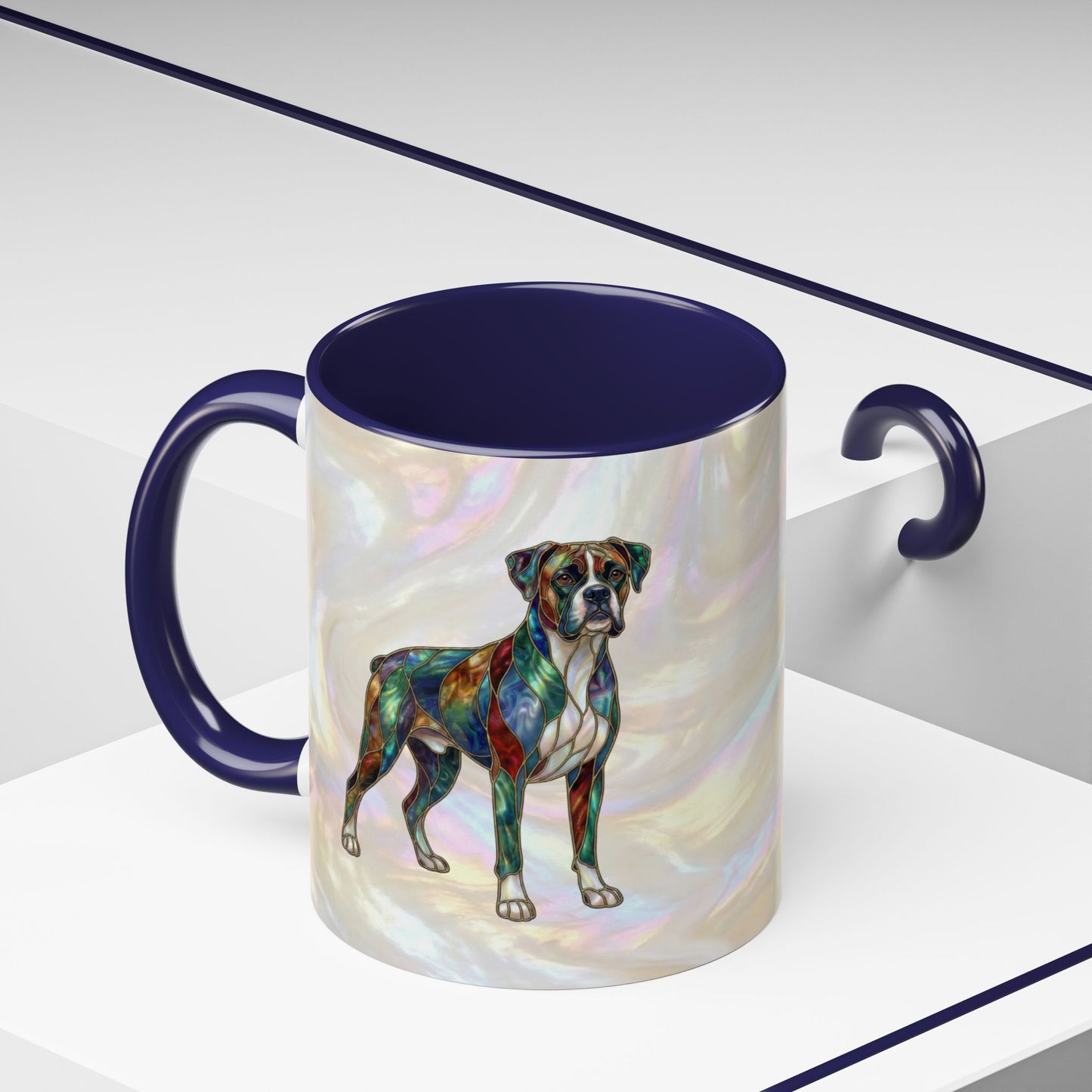 Boxer Accent Coffee Mug -Stained Glass Style (11/15oz) - 14621