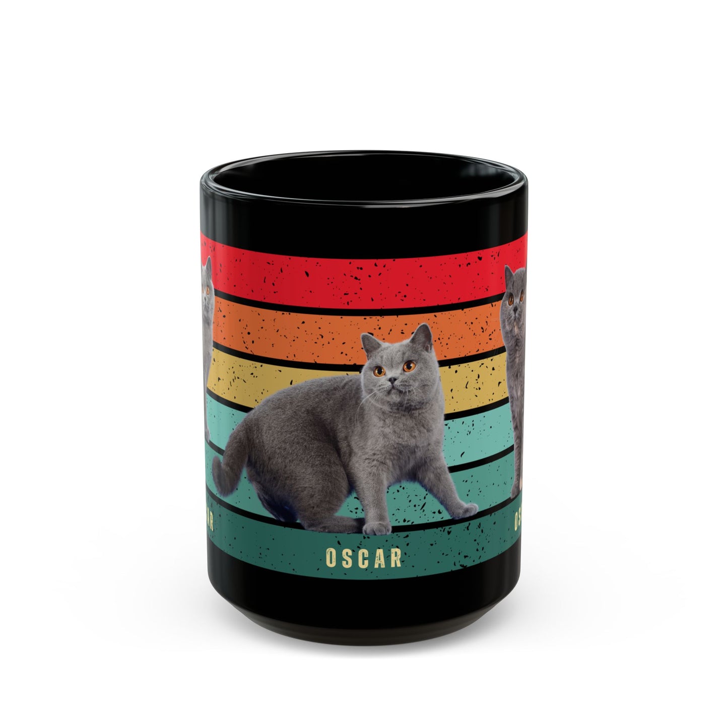 Oscar, Cat Photo, Customizable  - Black Mug (11oz, 15oz) - 10229