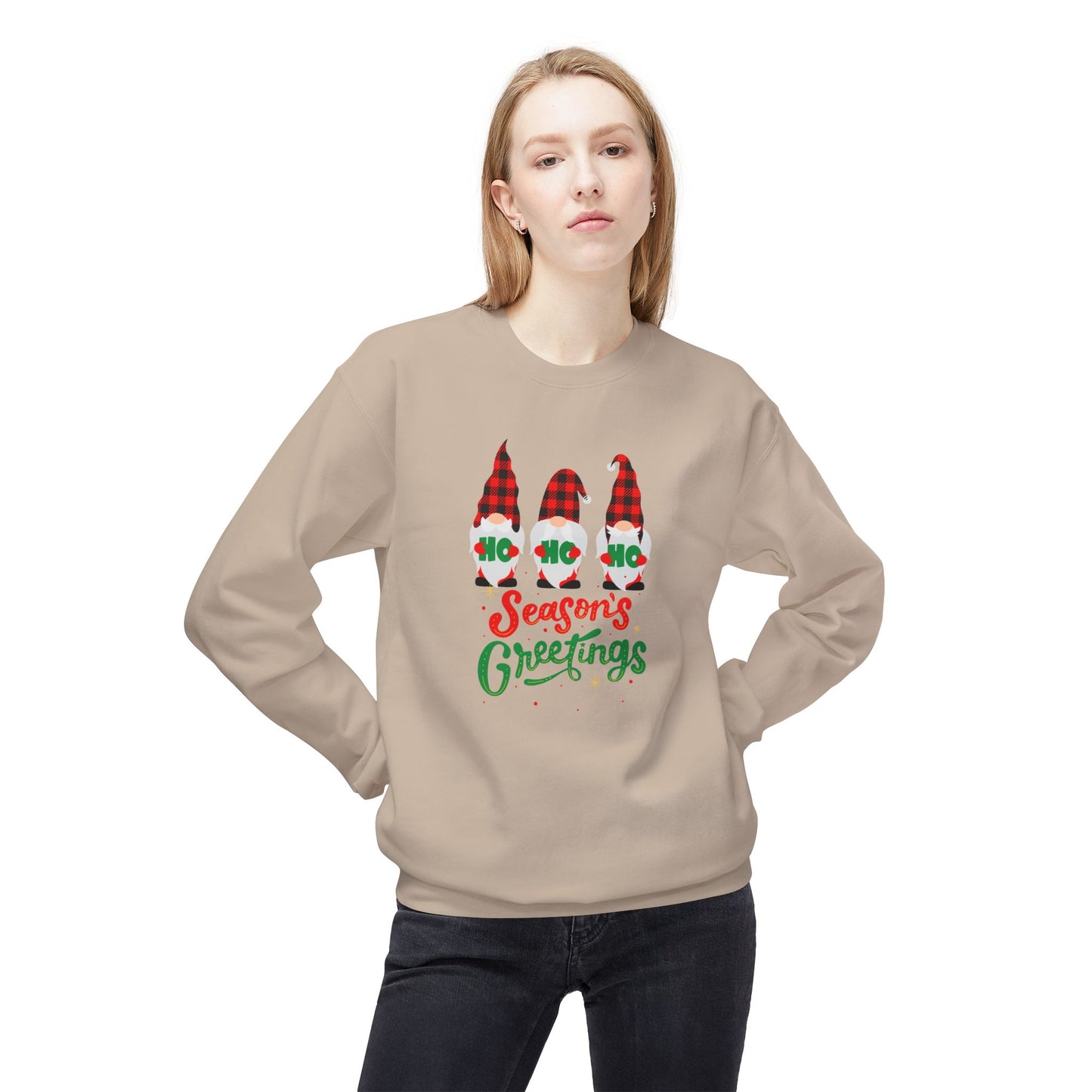 Ho Ho Ho, Season's Greetings - Unisex Midweight Softstyle Fleece Crewneck Sweatshirt - 10510