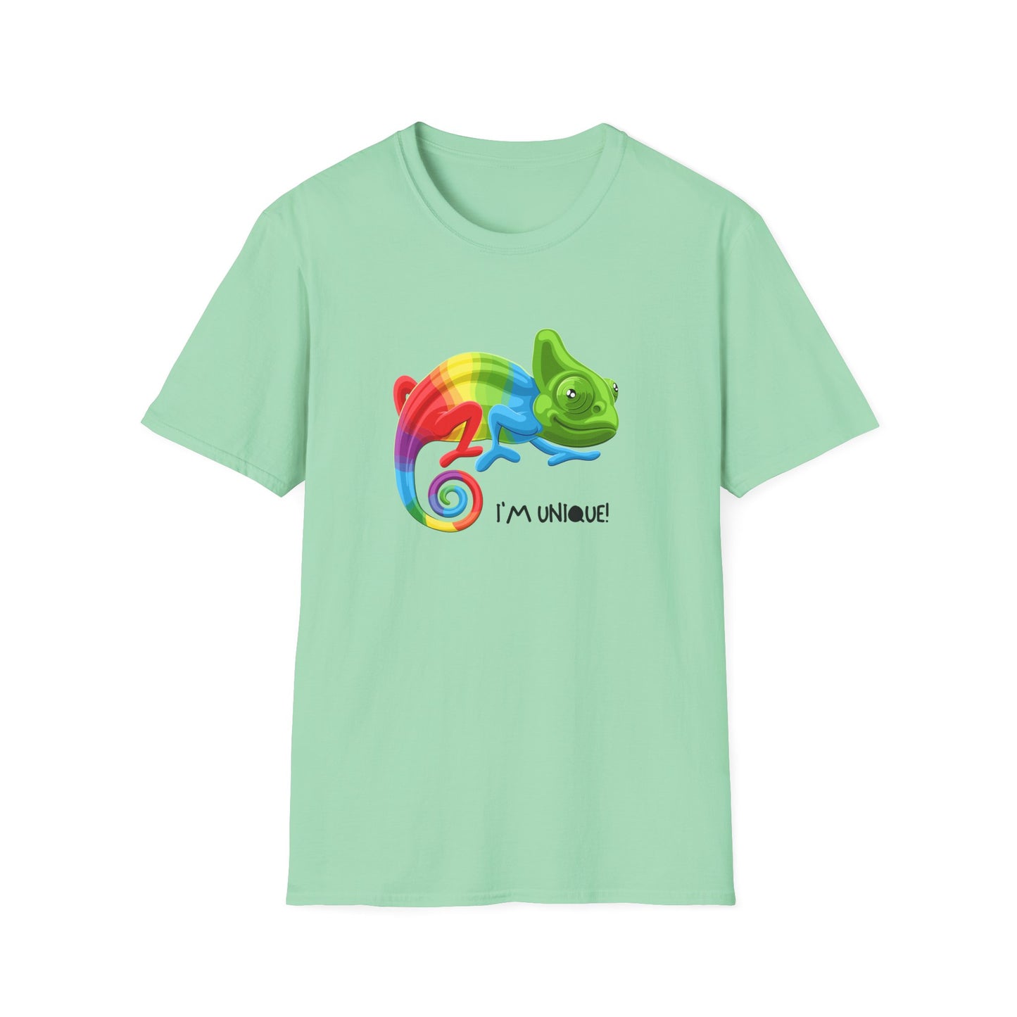 Unique Colorful Chameleon Unisex Softstyle T-Shirt - I'm Unique - 11823