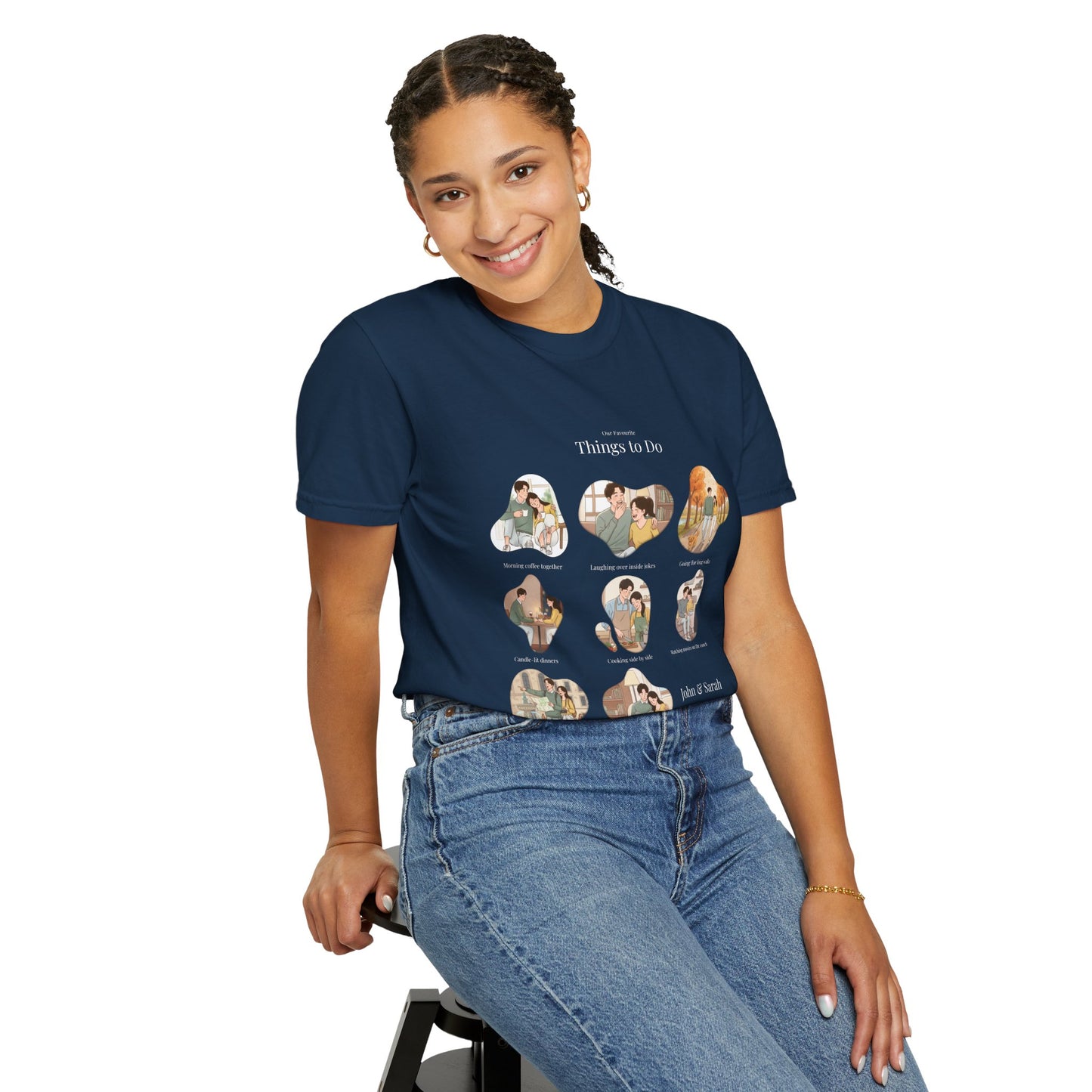 Our Favourite Things to Do Together – Personalised Valentine’s Illustration T-Shirt Gift - 14721