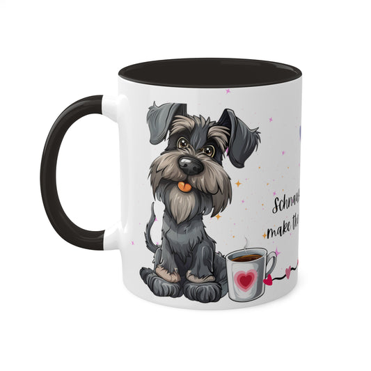 Schnauzers and coffee make the best mornings - Colorful Mugs, 11oz