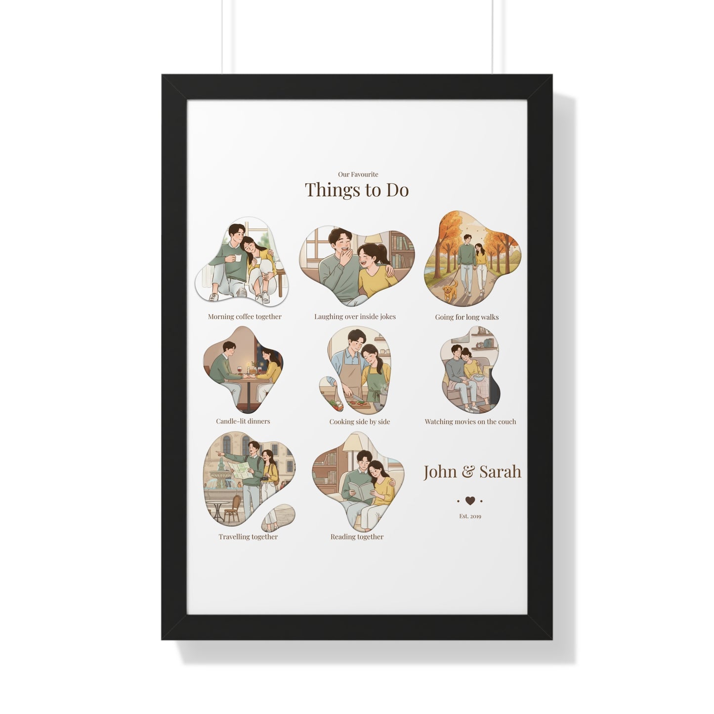 Framed Poster – “Our Favourite Things to Do” Personalized Couple Print | Valentine’s Gift - 14709
