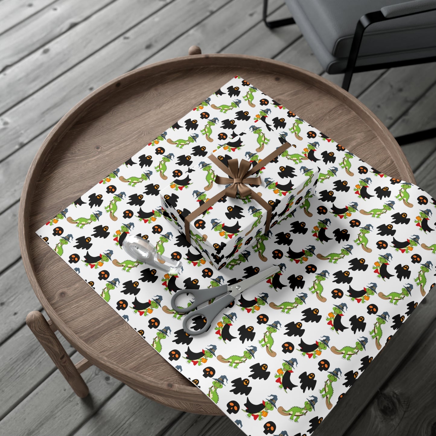 Green Dinosaur Witch  - Gift Wrap Papers - 13989