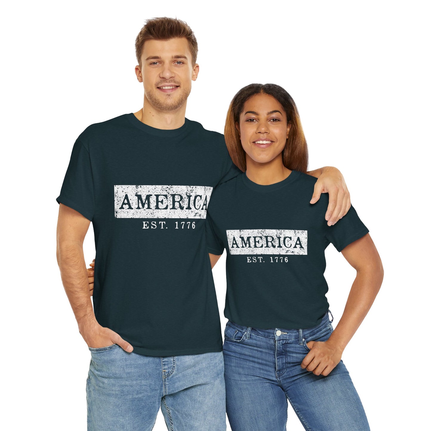 Patriotic Unisex Tee - America EST 1776, Vintage Style Shirt, Independence Day Gift, Casual Wear, Gifts for Him/Her - 13736