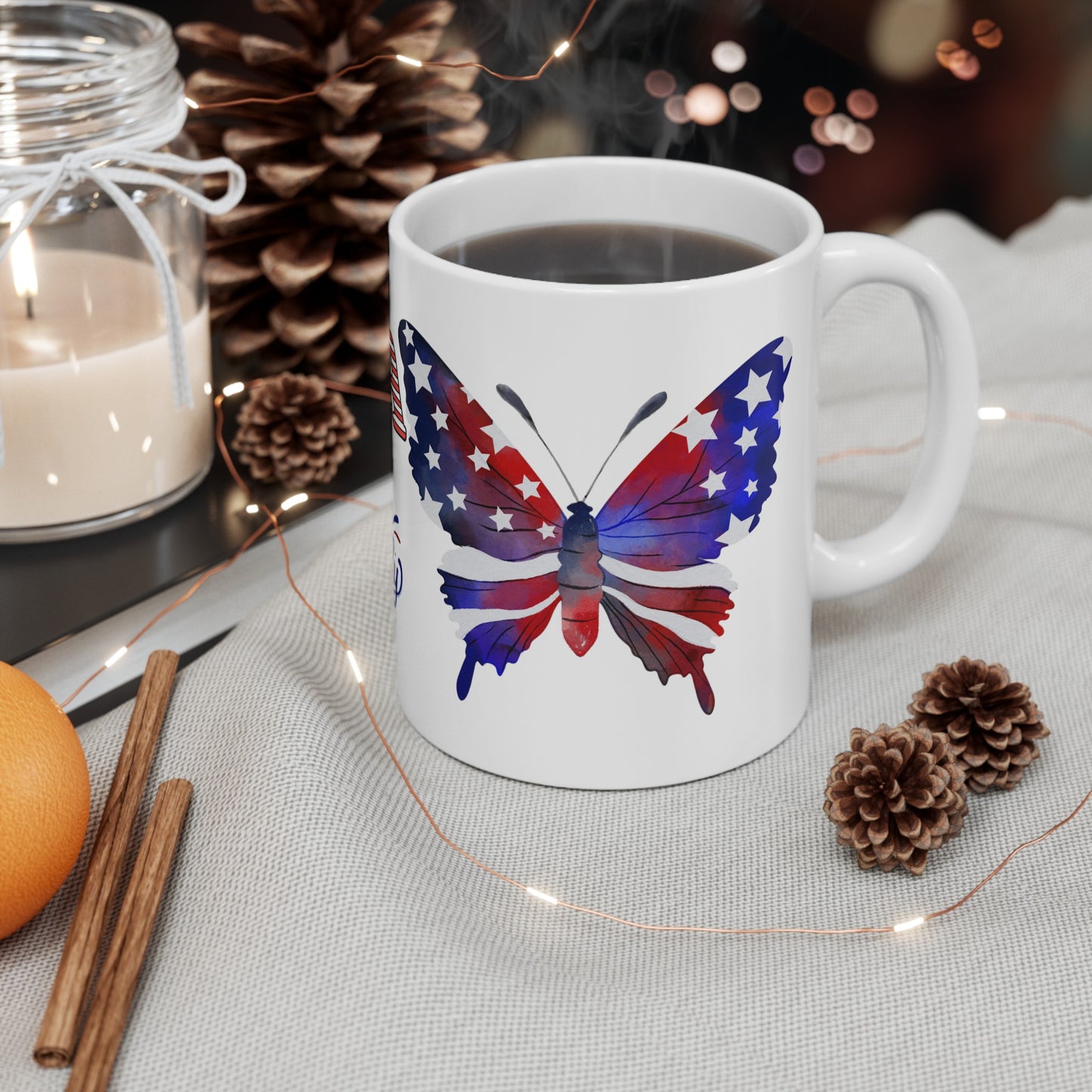 July 4, Sunflower & Butterfly - Ceramic Mug, (11oz, 15oz)