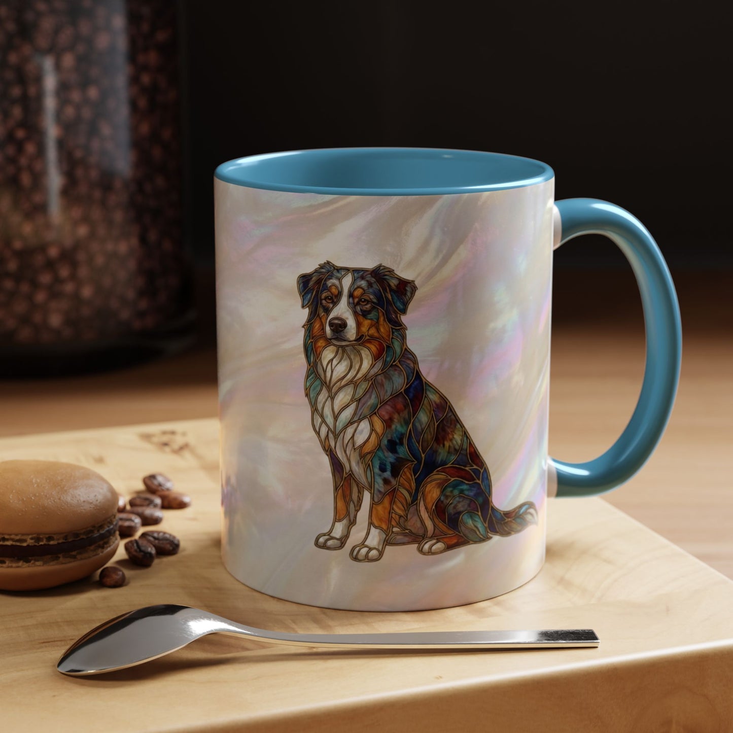 Australian Shepherd Accent Coffee Mug — Stained Glass Design (11/15oz) -14614