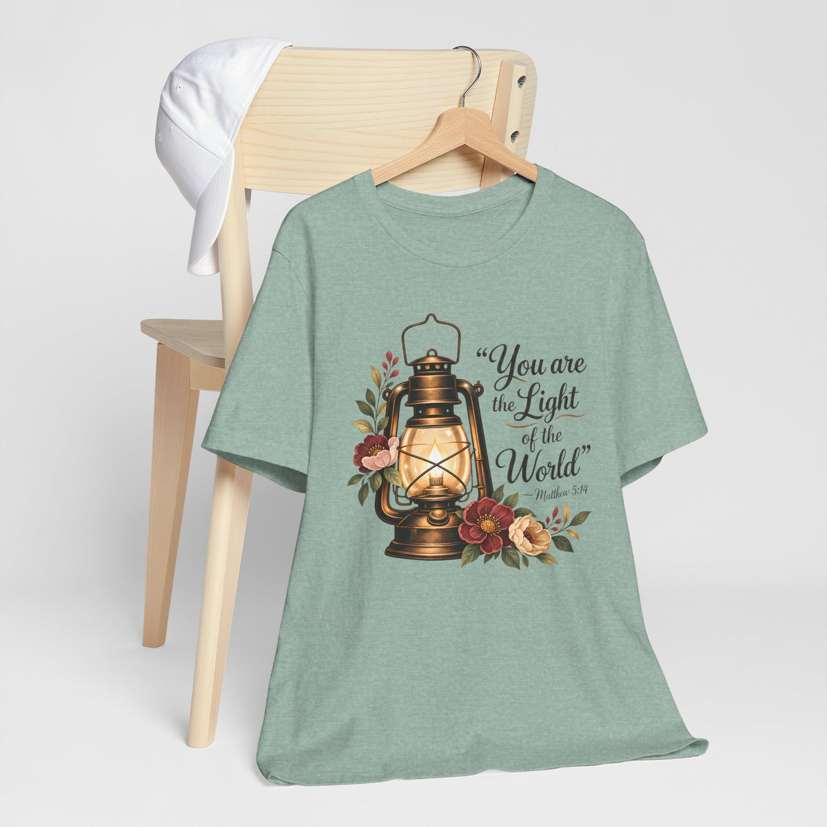 You Are the Light of the World T-Shirt, Vintage Floral Lantern Christian Tee - 14555