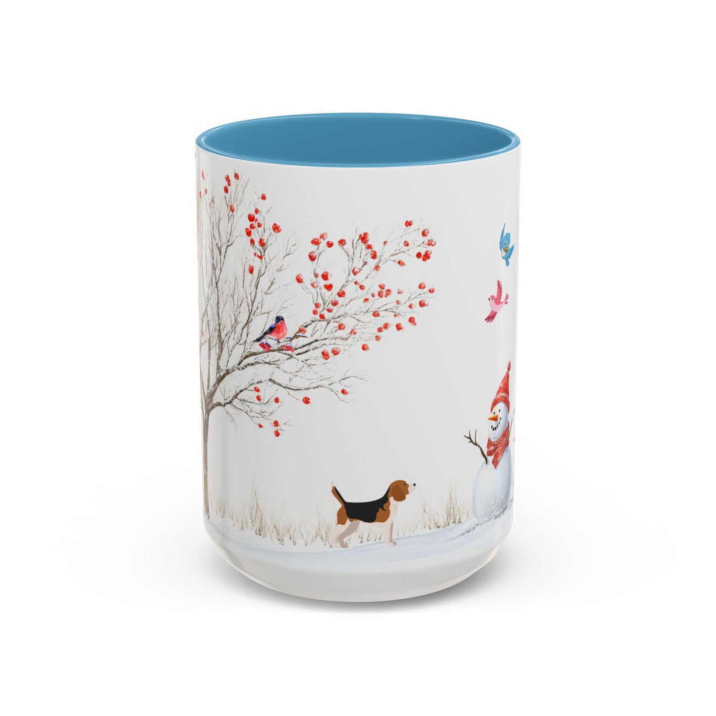 Winter Tree, Snowman & Puppy - Accent Coffee Mug (11, 15oz) - 10406