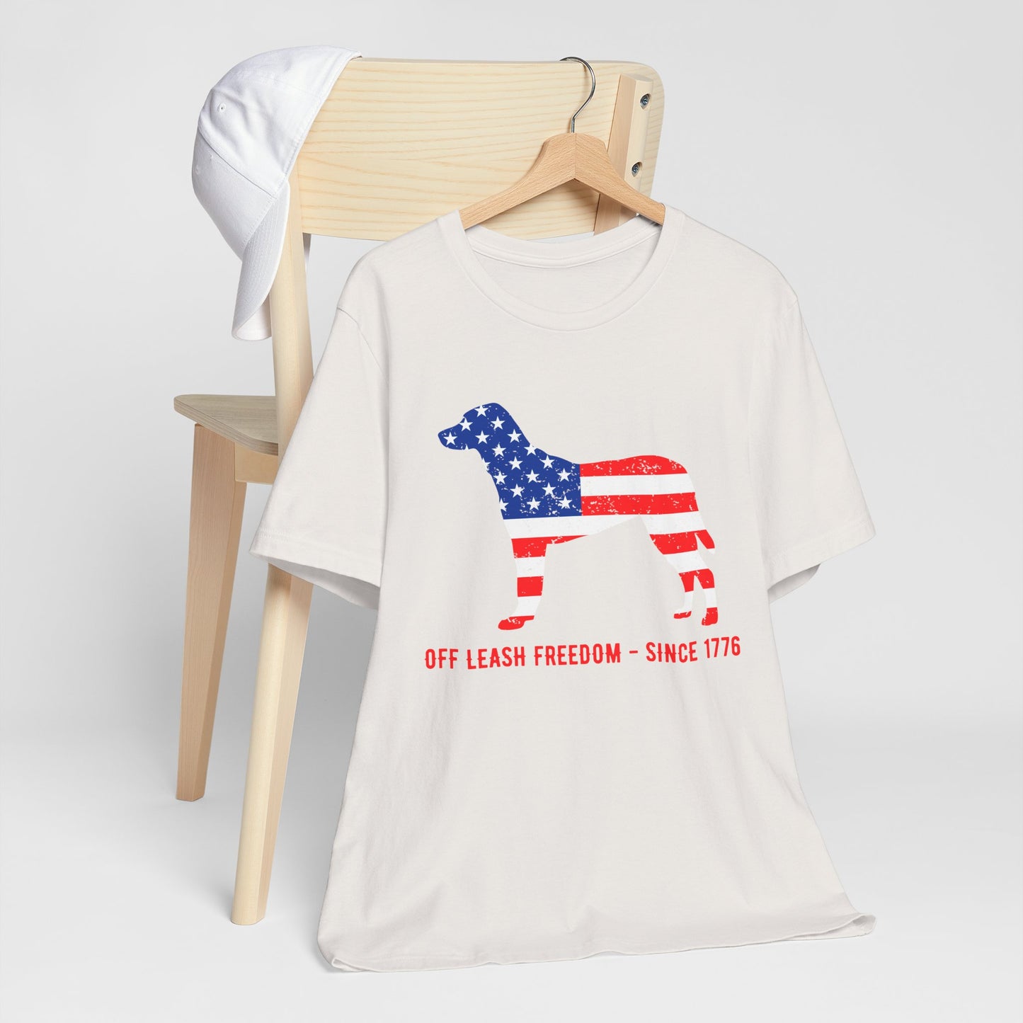 Patriotic Dog Lover Tee | Off Leash Freedom T-shirt, Dog Graphic Shirt, Fourth of July Gift, Casual Wear, Pet Lover Apparel - 13790