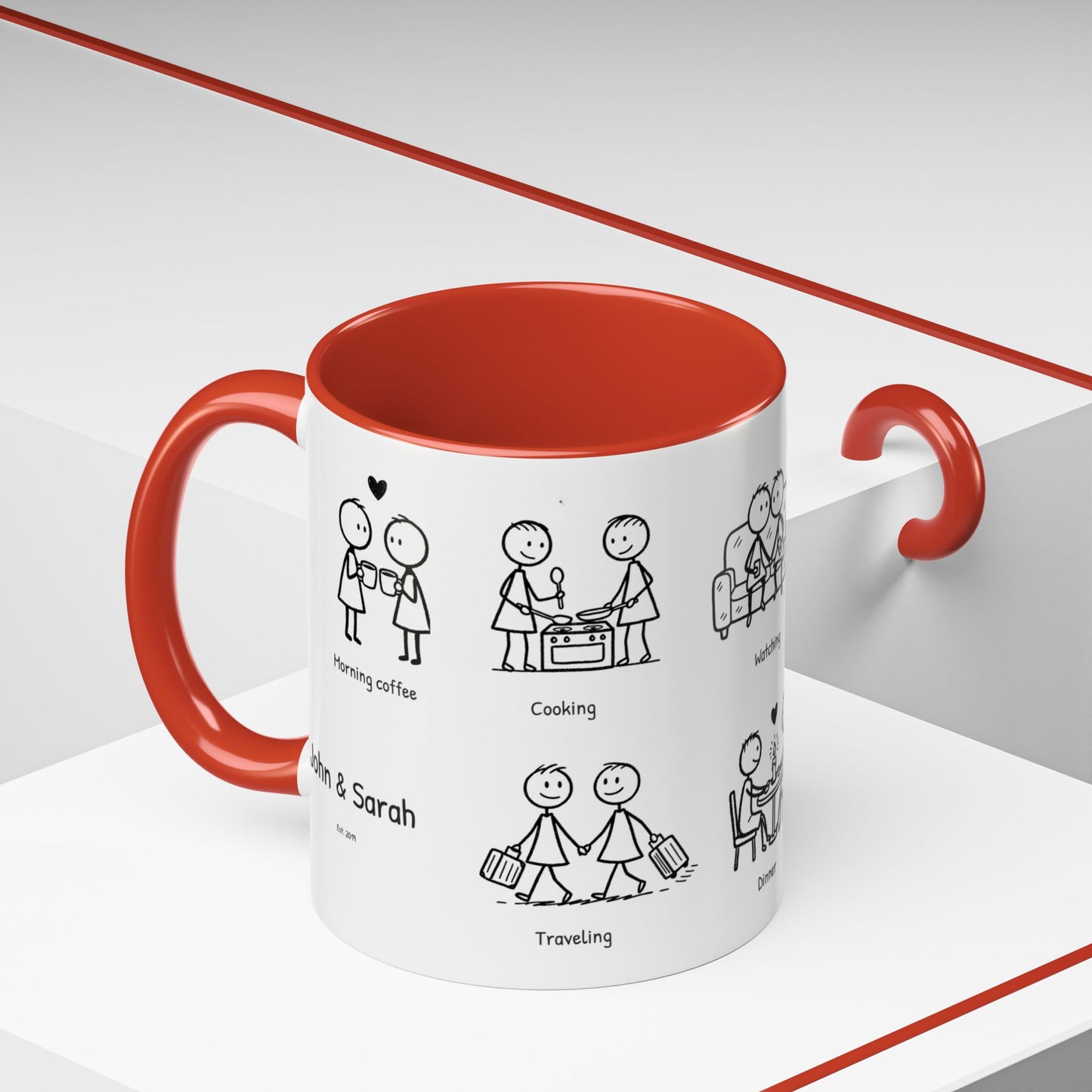 Our Favorite Things to Do Valentine’s Mug – Cozy Couples Illustrated Accent Coffee Mug - 14705