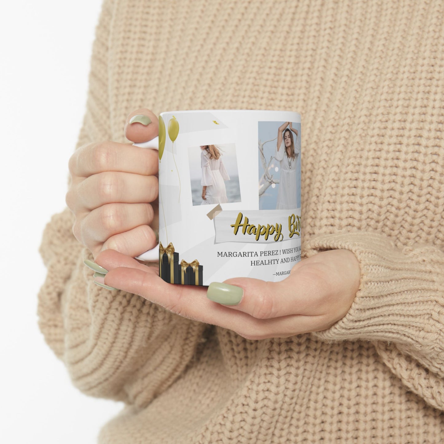 Happy Birthday Ceramic Mug - Personalized Gift for Friends, Family, Coffee Lovers, Celebrations - 13986