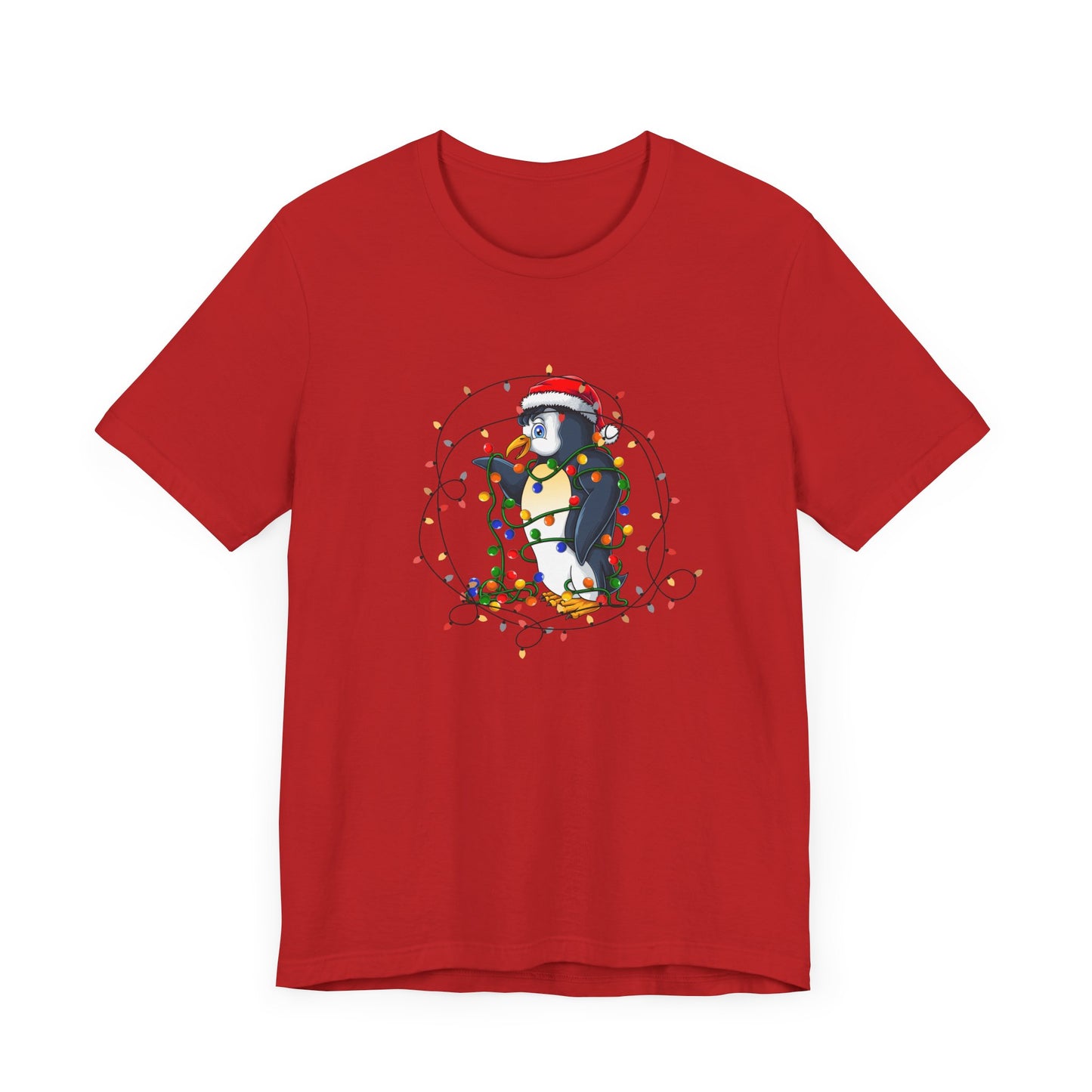 Penguin with Christmas Light - Unisex Jersey Short Sleeve Tee - 10407