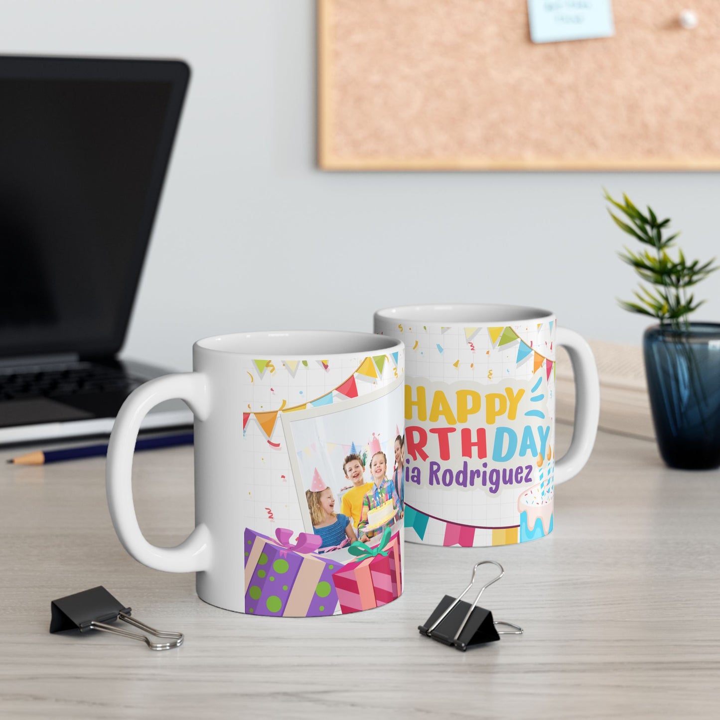 Personalized Birthday Ceramic Mug with Colorful Design, Custom Gift for Celebrations, Fun Party Favor, 11oz, 15oz - 13976