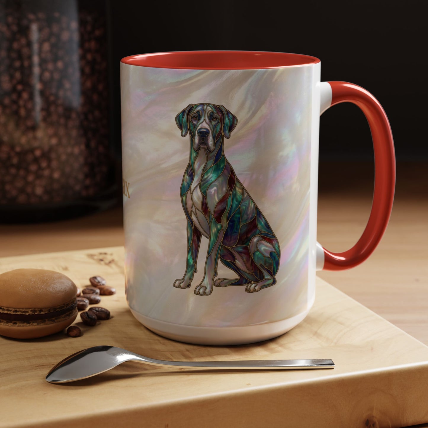Personalized Great Dane Dog Mug — Stained Glass Design (11/15 oz) - 14550