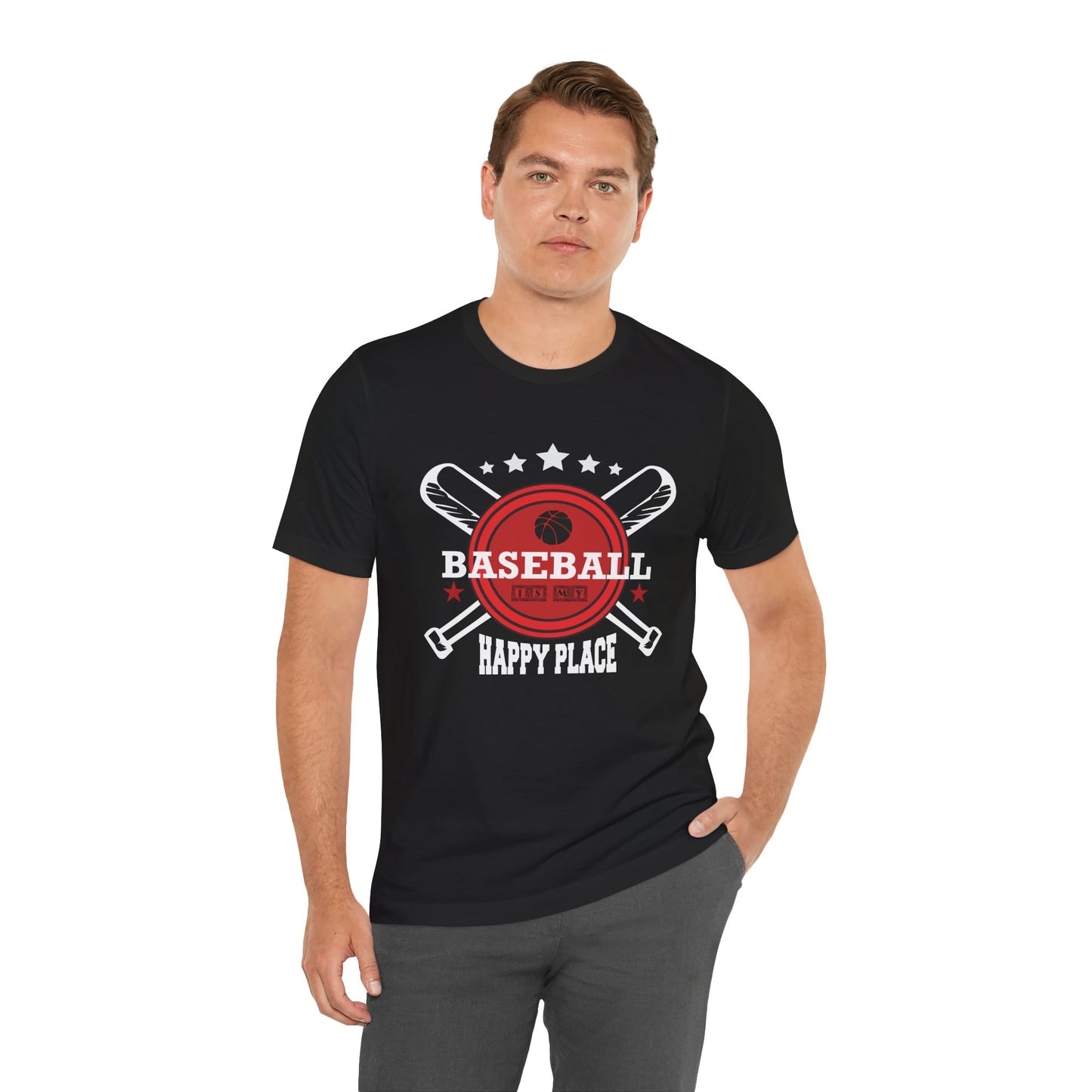 Baseball: Happy Place - Unisex Jersey Short Sleeve Tee - 13912