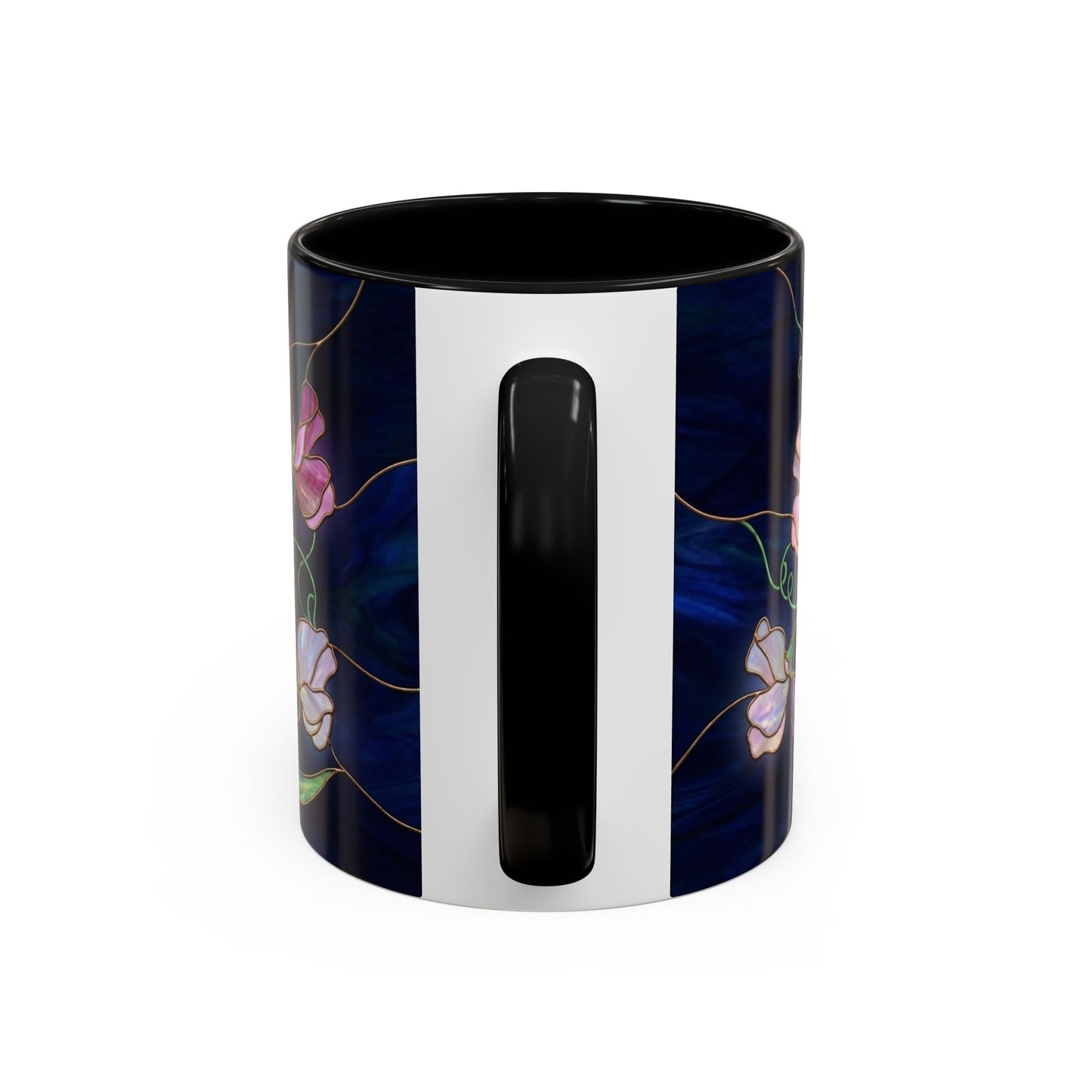 Sweet Pea Floral Accent Coffee Mug — Stained Glass Design 11/15oz - 14587