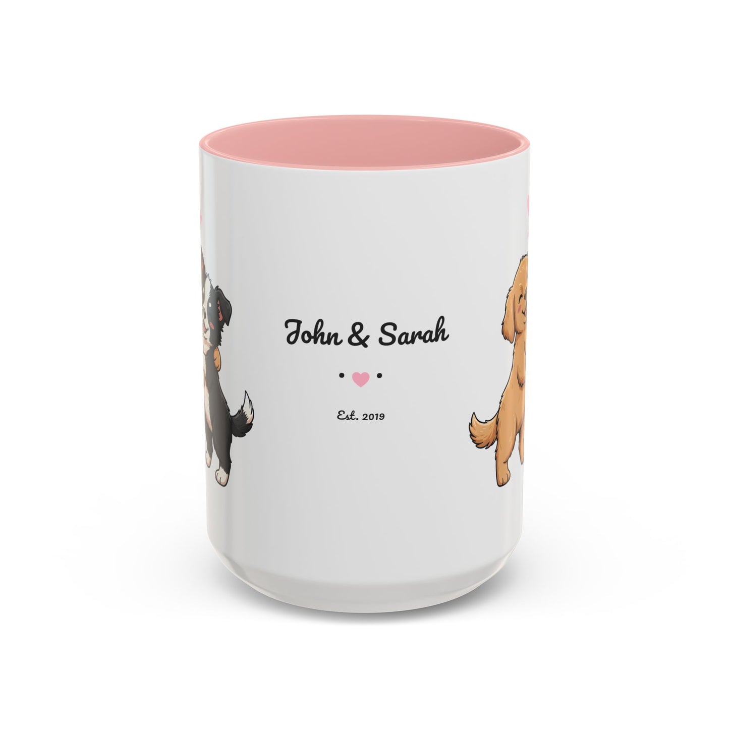 Cute Dogs Personalized Mug — Custom Names & Established Date | Couple Valentine Gift (11oz / 15oz) - 14753