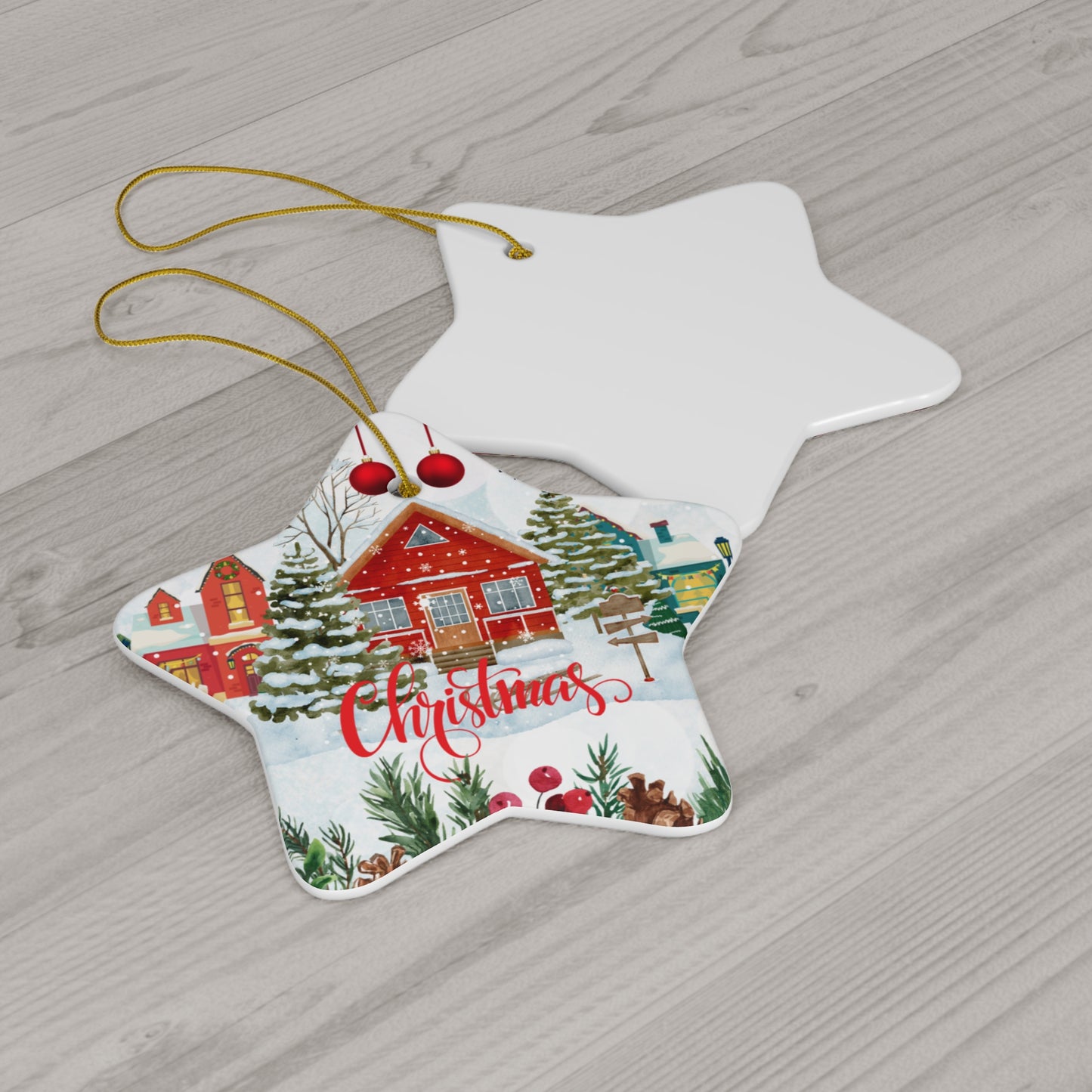 Christmas House - Ceramic Ornament, 4 Shapes